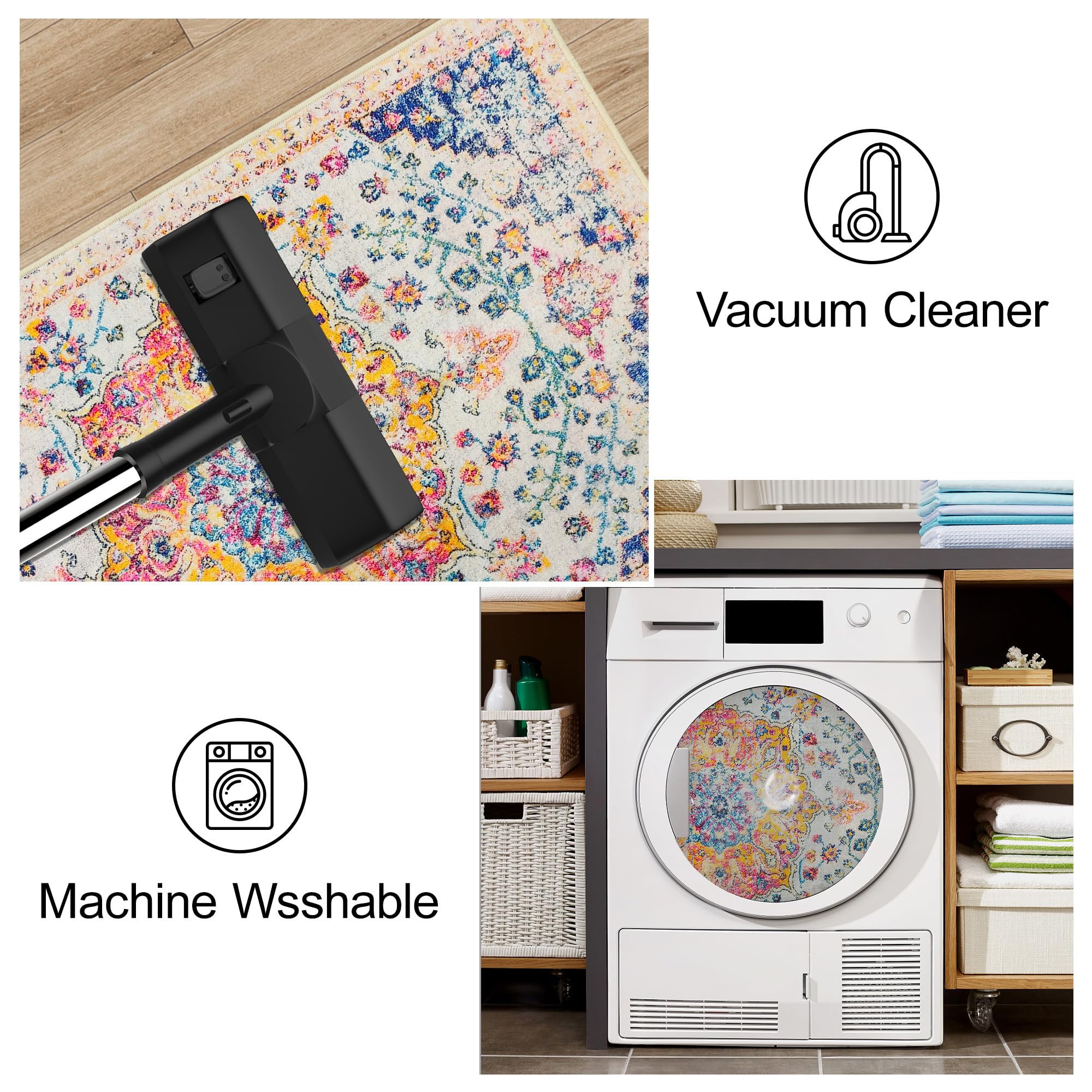 Boho Washable Runner Rug 2x6 Persian Kitchen Mat Rubber Backed Throw Rugs Low Pile Iranian Rug Runners for Hallways 6ft Non Slip Bedroom Laundry Rug 4