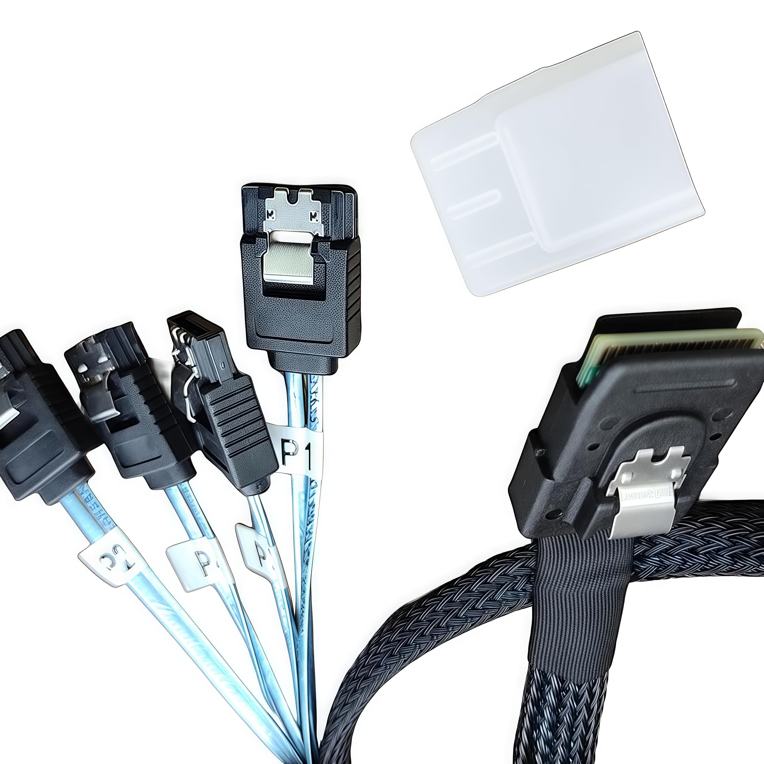 LANPAN 2PCS SFF-8087 to 4×SATA Forward Breakout Cable 1.6ft/0.5m – Mini SAS 36-Pin to 4×7-Pin SATA III 6Gbps, Locking Latches, Braided – for LSI/Broadcom HBA 9211-8i 9207-8i, NAS Server HDD SSD 5