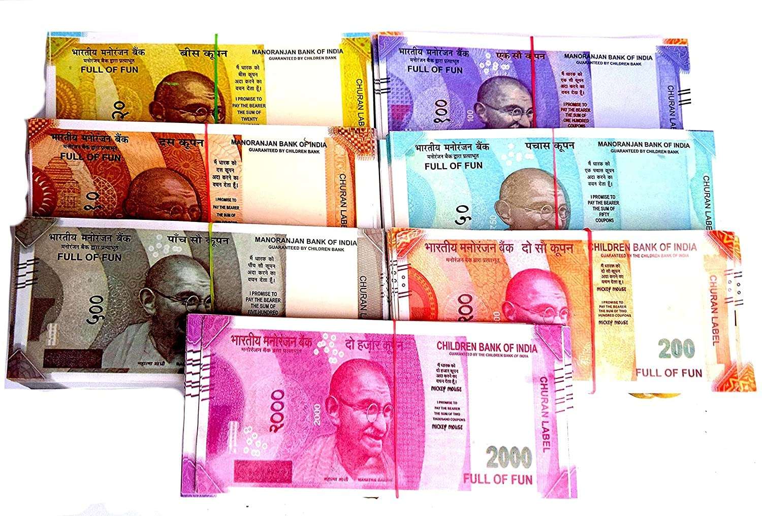 aagaj® Children Bank of India Dummy Currency Notes Combo | Fun Playing All Indian Rupees Currency Notes | Pretend Play Fake Money Currency for Kids - Rs.10, 20, 50, 100, 200, 500 & 2,000 (200 Each, 1400 Notes) 3