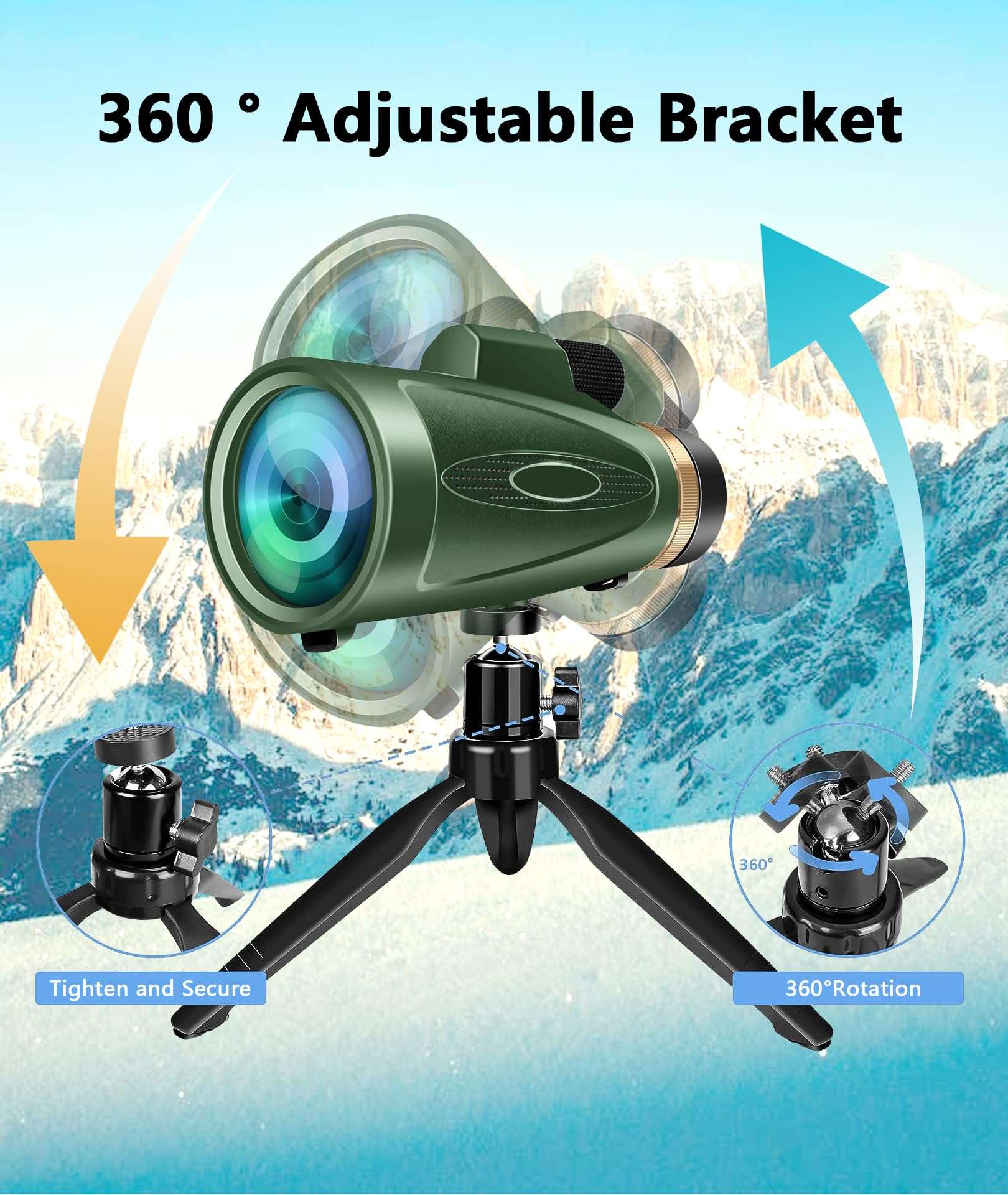 Monocular-Telescope 80x100 HD for Adults Larger Vision Monoculars High Powered Smartphone Monocular for Bird Watching Hunting Hiking Camping Wildlife 6