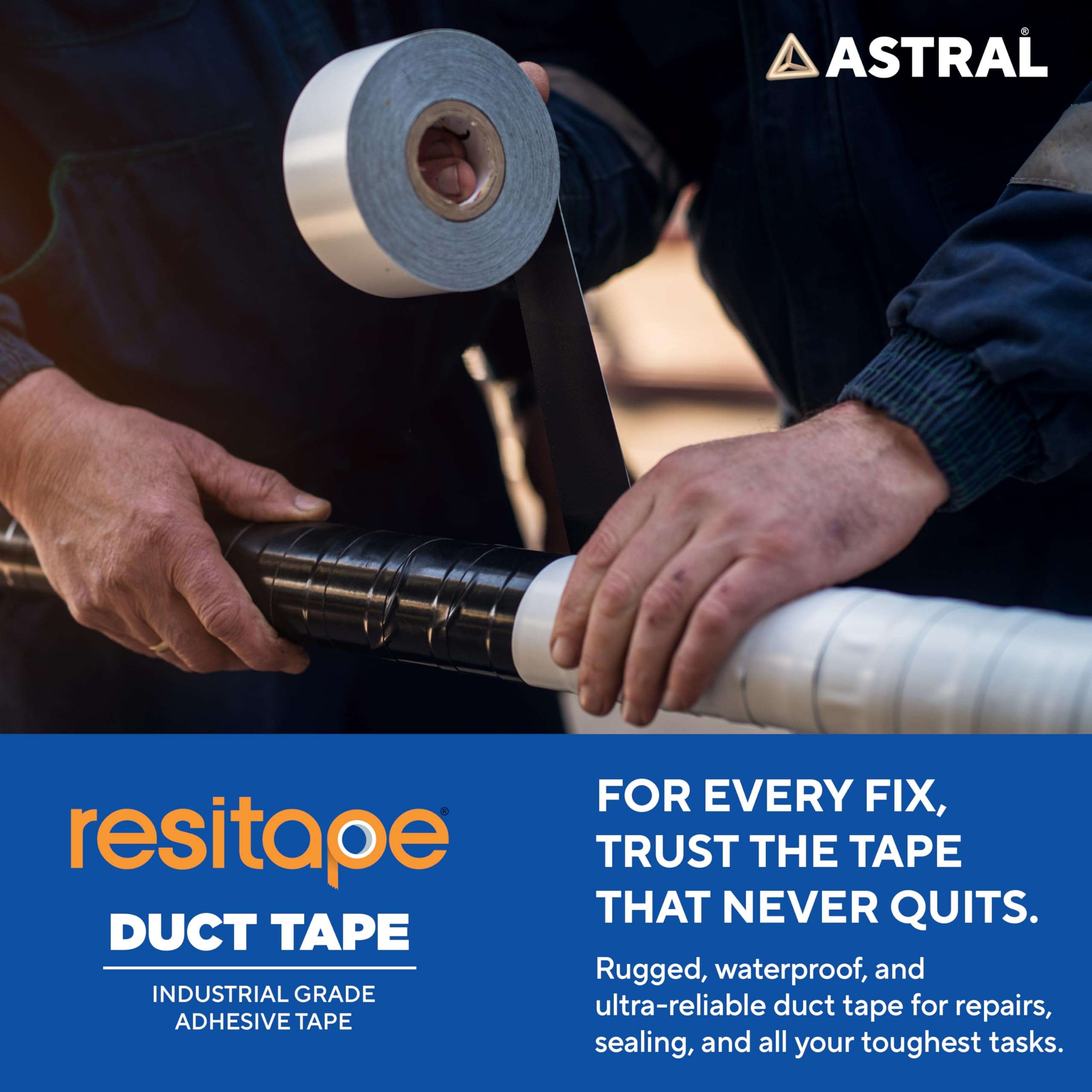 Resitape Astral Duct tapeIHeavy Duty Multi-Purpose IEasy Tear I Strong Grip & AdhesionIHigh Tensile Strength I Excellent Waterproofing I Versatile use for DIY 5mtr X 50 mm X 0.17mm 5