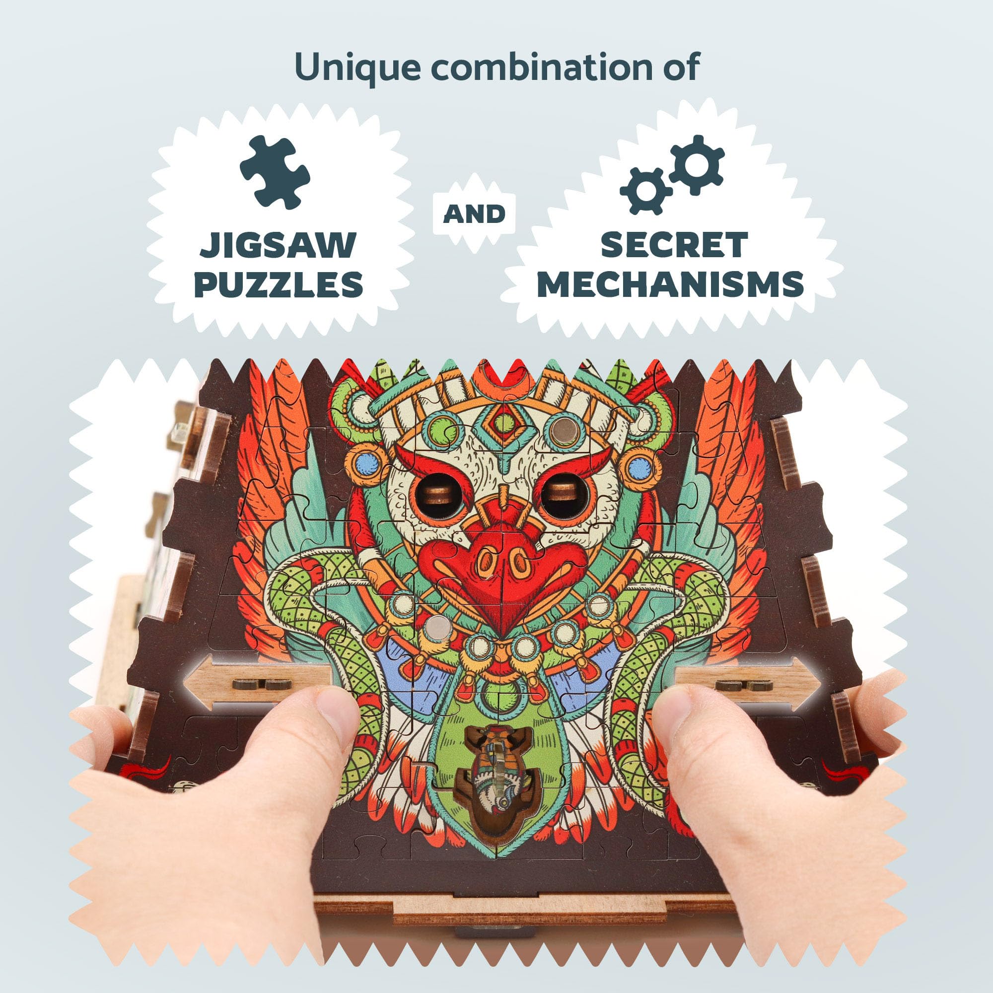 iDventure Cluepuzzle Pyramid of The Sun | Puzzle Box with Jigsaw Puzzle | Escape Room Game | Treasure Box | 3D Wooden Puzzle | Sequential Puzzles Puzzle Box Adults and 10+ | Money Gift Box 4
