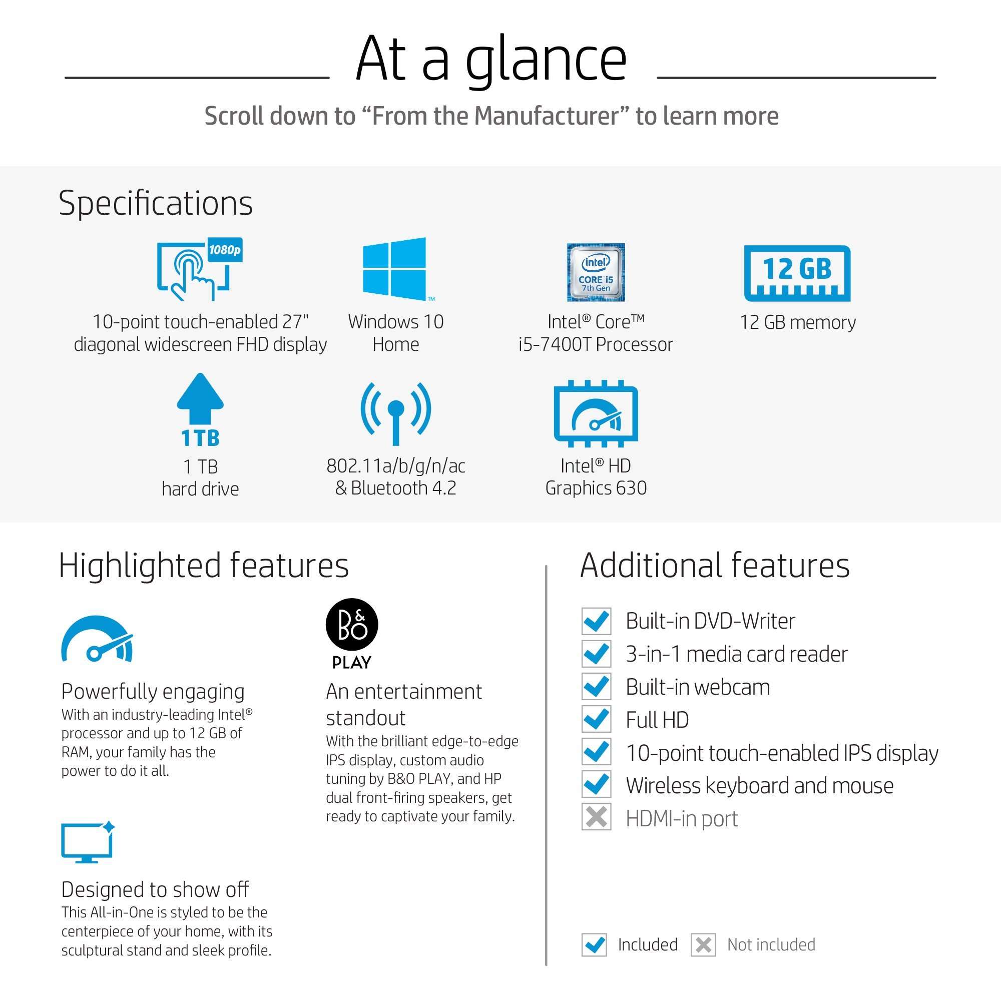 HP Pavilion All-in-One Computer, Intel i5-7400T, 8GB RAM, 1TB hard drive, Windows 10 (24-b230, Silver) (Renewed) 6