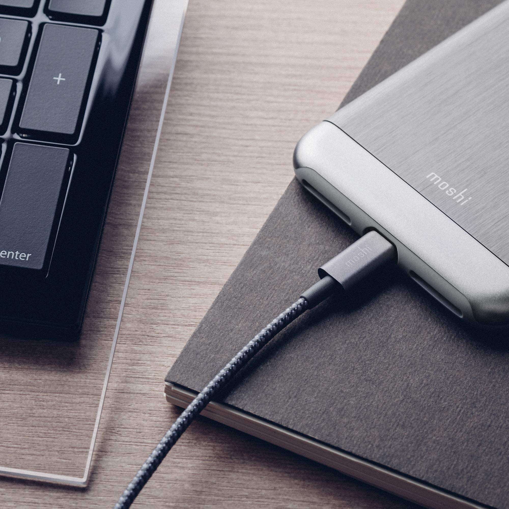 Moshi Integra USB-A to Lightning Cable 4 ft/1.2m, iPhone Charger, MFi-Certified, Ballistic NylonBraiding, Compatible with iPhone 12, AirPods Pro, iPad, Titanium Gray 2