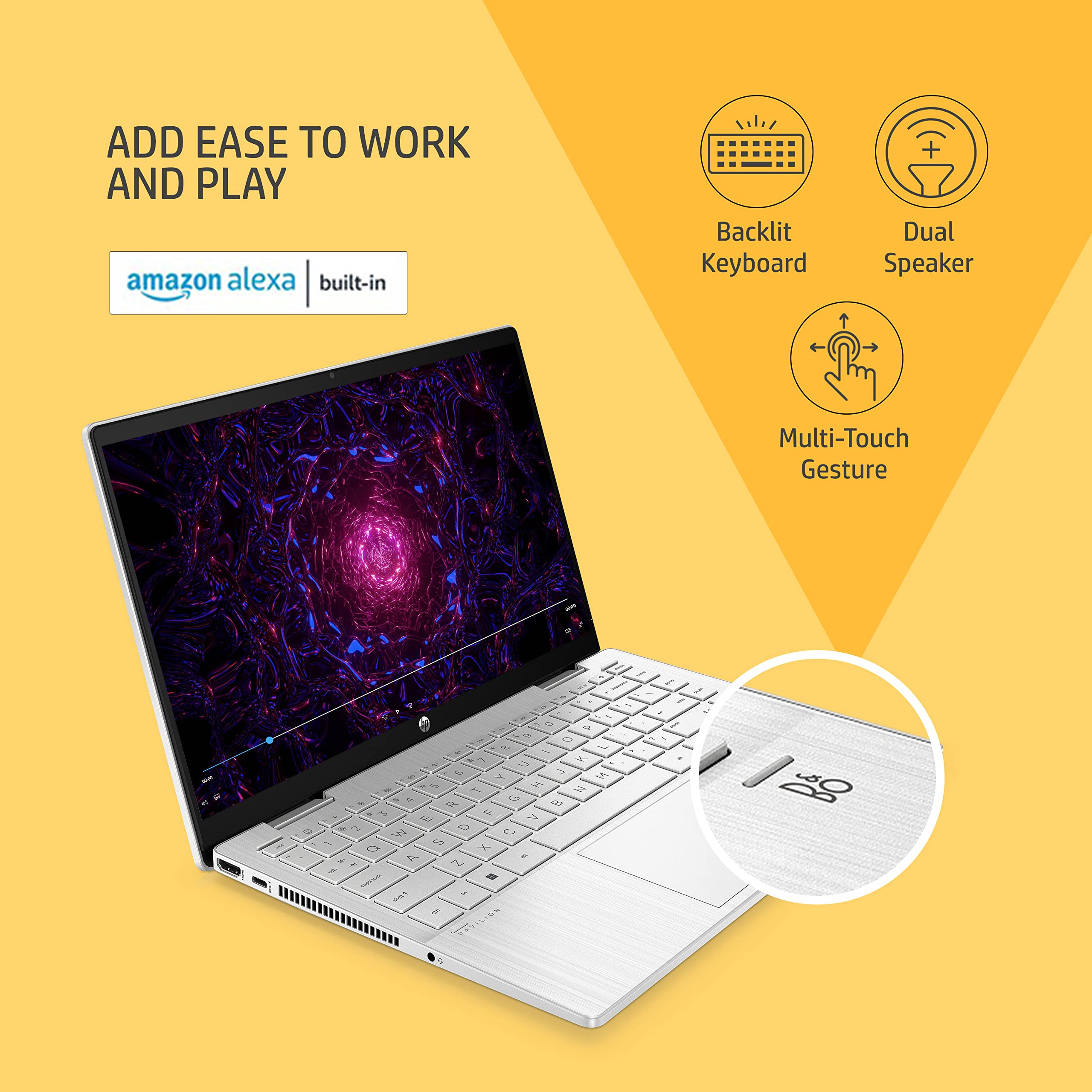 HP Pavilion x360,12th Gen Intel Core i5-1235U 8GB RAM/512GB SSD 14-inch(35.6 cm) Micro-Edge FHD Multitouch-Enabled Laptop/Intel Iris Xe Graphics/Backlit KB/Pen/Alexa/B&O/Win 11/MSO/1.41 Kg,14-ek0084TU 2