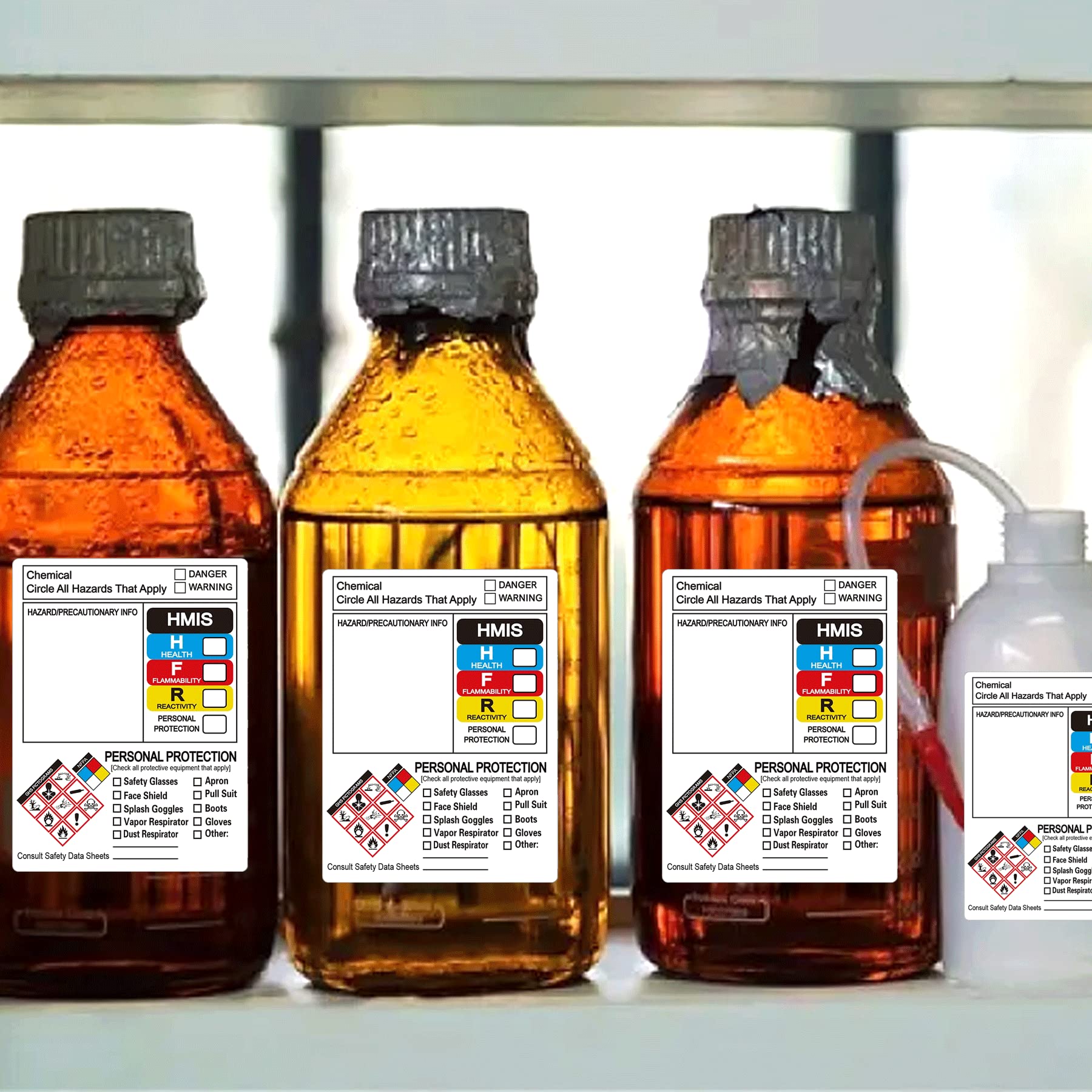 SDS OSHA Data Labels for Chemical Safety Data 4 x 3 Inch GHS Secondary Container Label-250 Pcs MSDS Stickers with GHS Pictograms Write-in Hazard Chemical Identifying and Marking Sticker Decals 5