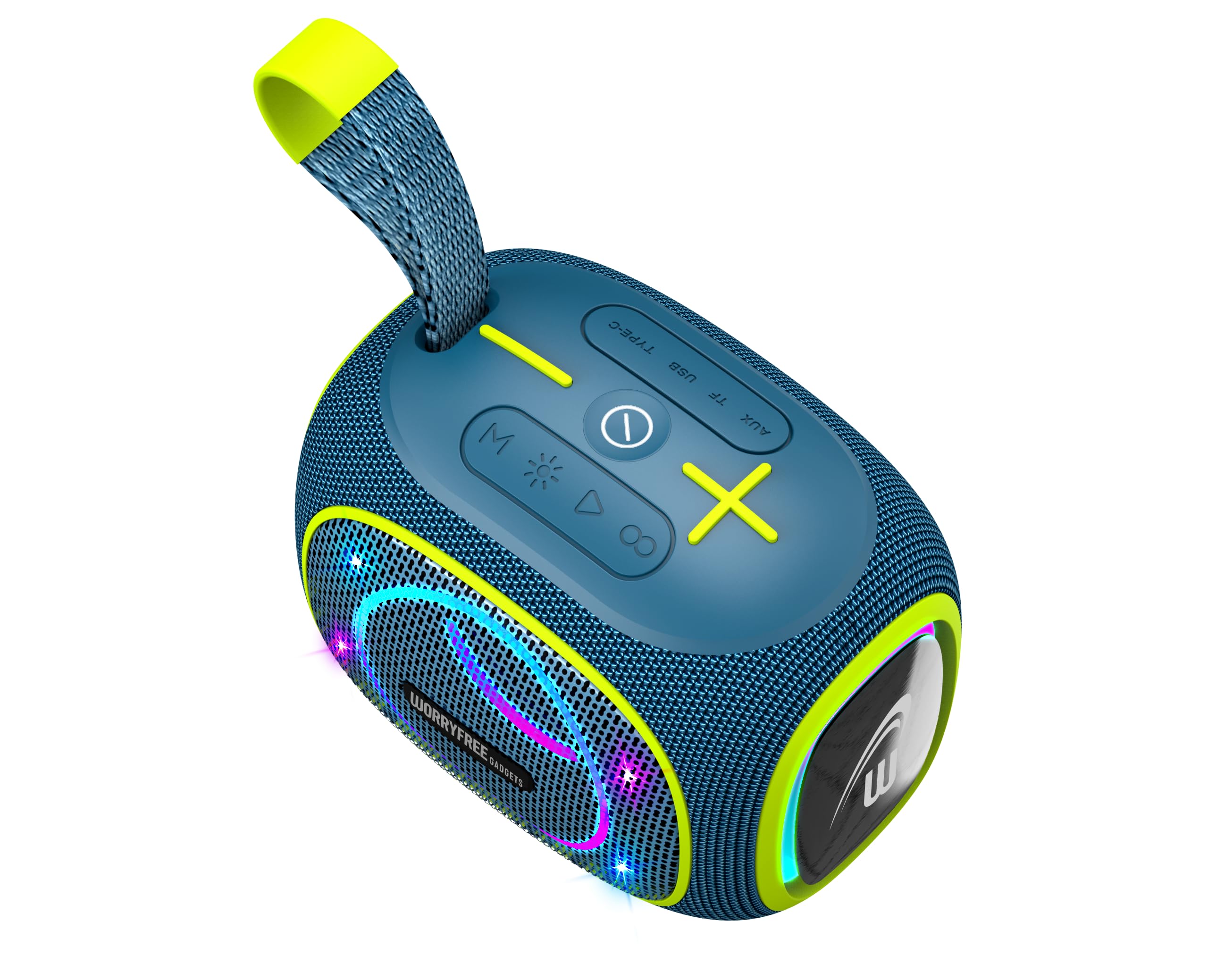 WorryFree Gadgets Portable Bluetooth Speaker, 10W, Wireless BT 5.3 Range 10m, RGB Lights, Party Box Mini (Light Blue) 4