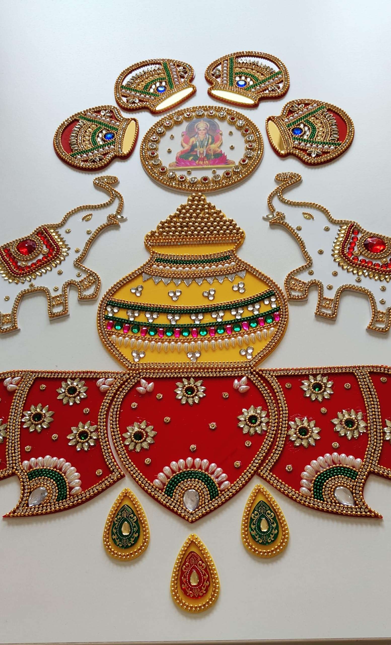 Crafter Preeti Handcrafted Opaque Base Decorative Kundan Rangoli Lakshmi - Big Size- 24 Inch 3