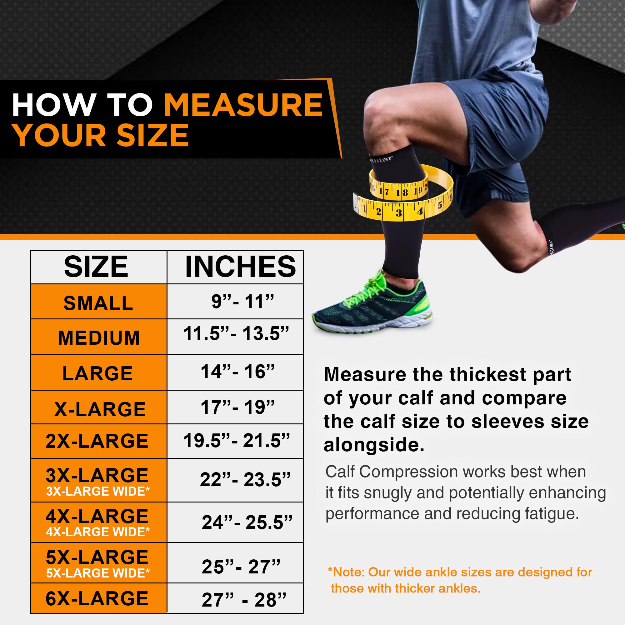Doc Miller Compression Calf Sleeve for Men & Women – 20-30mmHg Graduated Support for Running, Shin Splints, Calf Strain – Knee High, Small to 6XL Plus Size 3