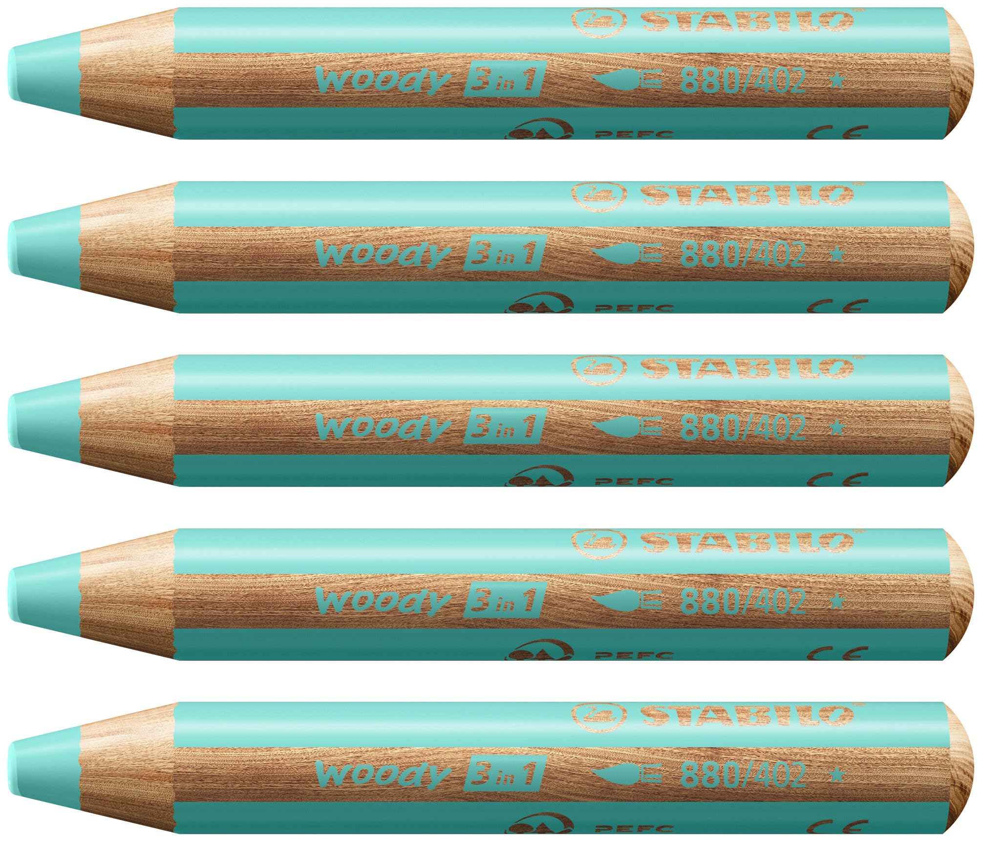 STABILO Multi-Talented Pencil woody 3 in 1 - Pack of 5 - Pastel Blue 1