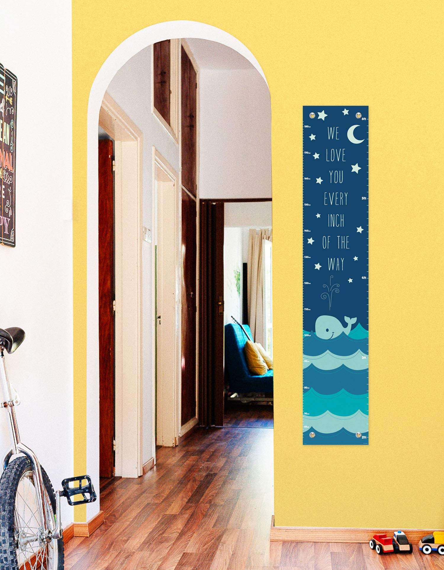Nautical Gifts for Kids Love You Every Inch of The Way Aquatic Decor Blue Whale Height Growth Chart 4