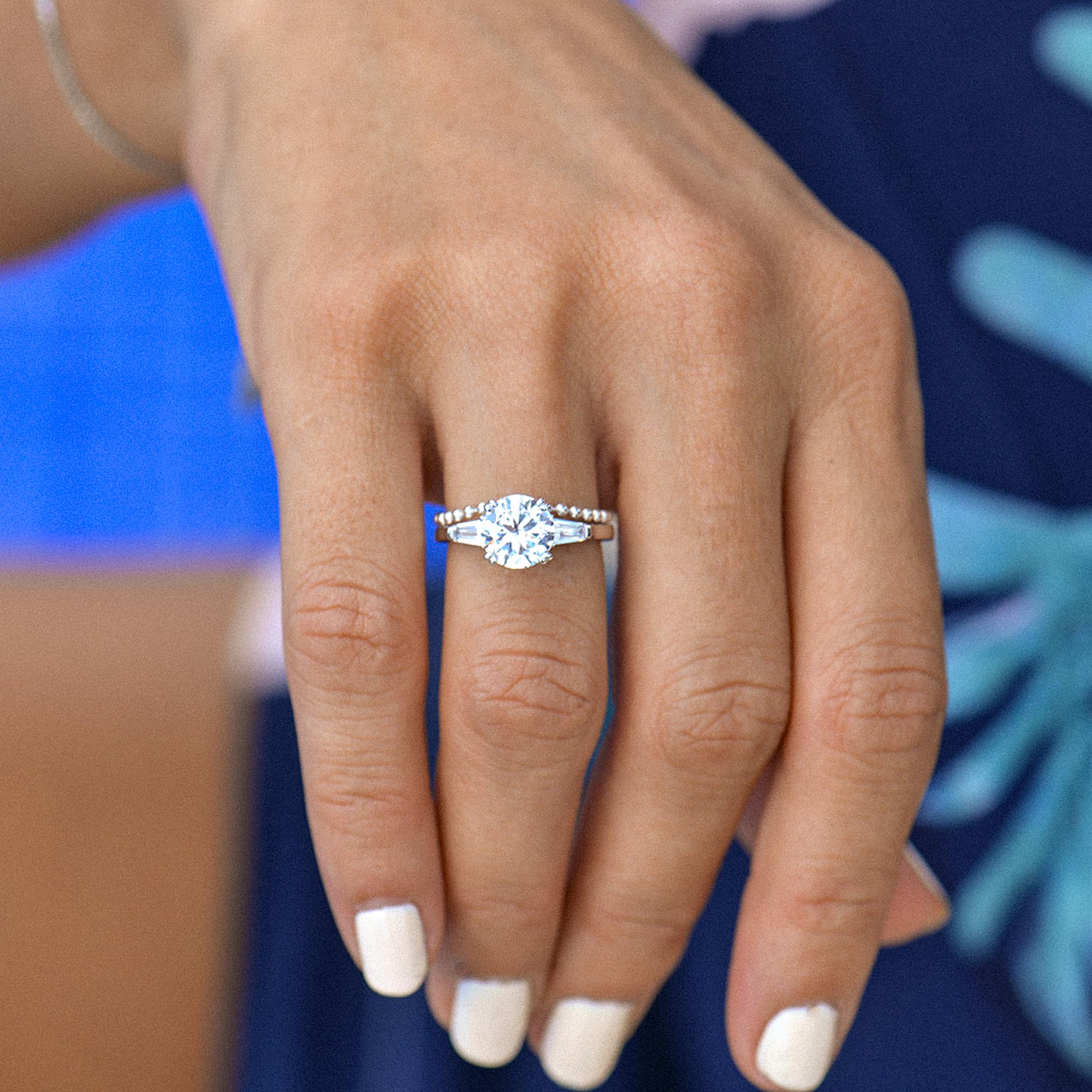 espere Sterling Silver 2 Carat CZ Baguette Round Solitaire Engagement Ring Bridal Wedding Jewelry (4) 5