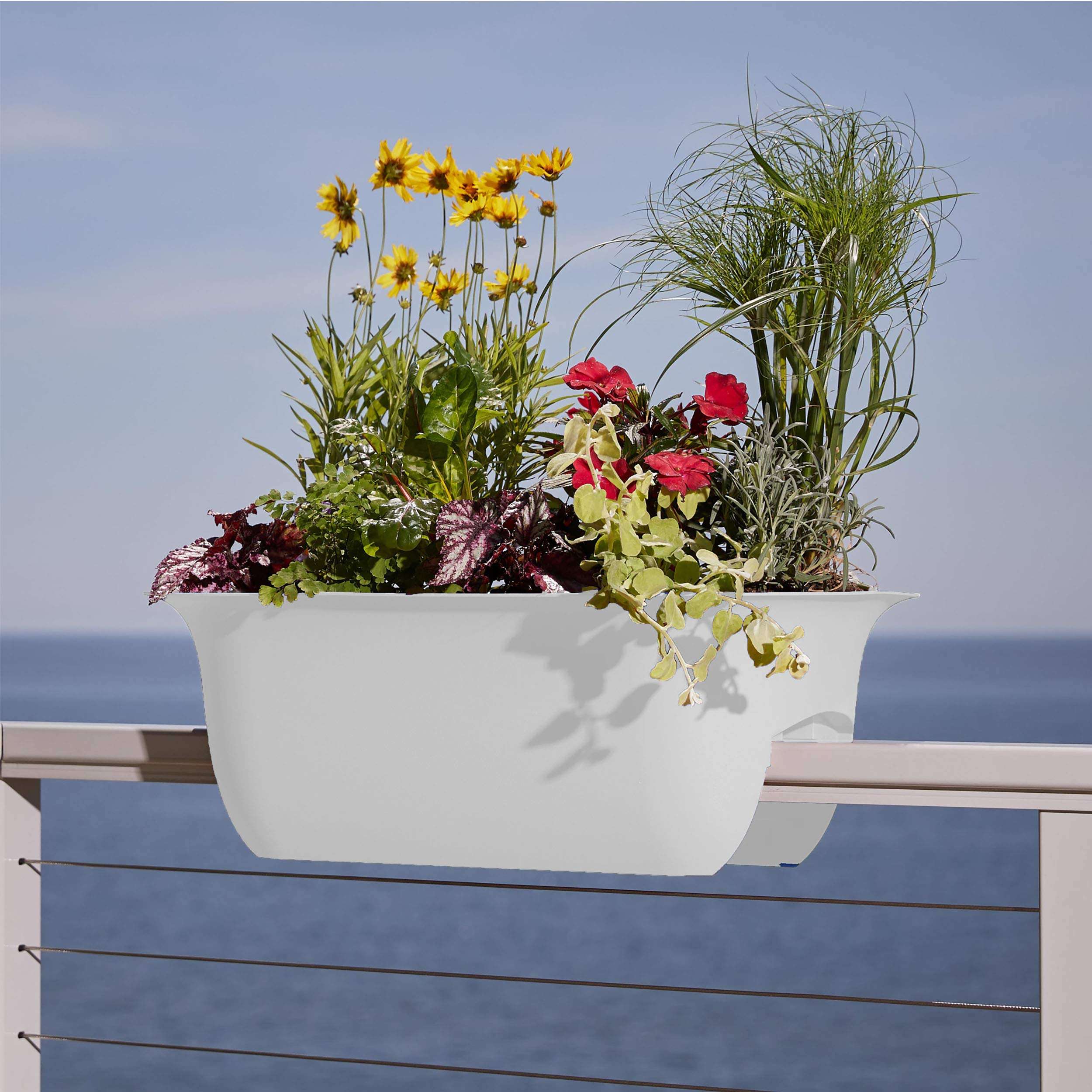Bloem Modica Deck Rail Planter (MR2409), Casper White, 24" 3