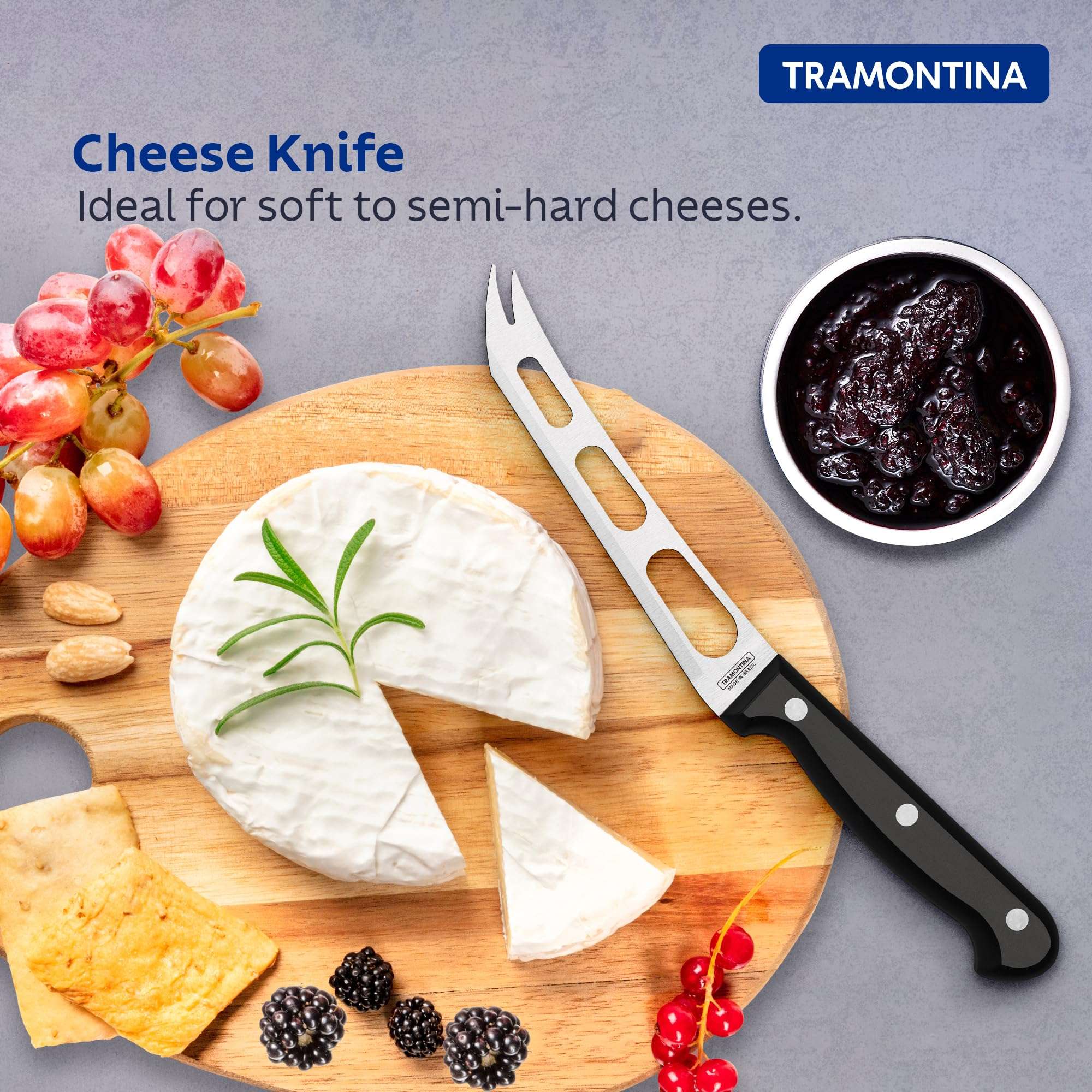 TRAMONTINA Ultracorte 15cm / 5.9" Cheese Knife | Three-Hole Stainless Steel Blade | Straight/Plain Edge | Two Spoke Tip | Antimicrobial Polypropylene Handle | Made in Brazil | 5 Year Warranty 4