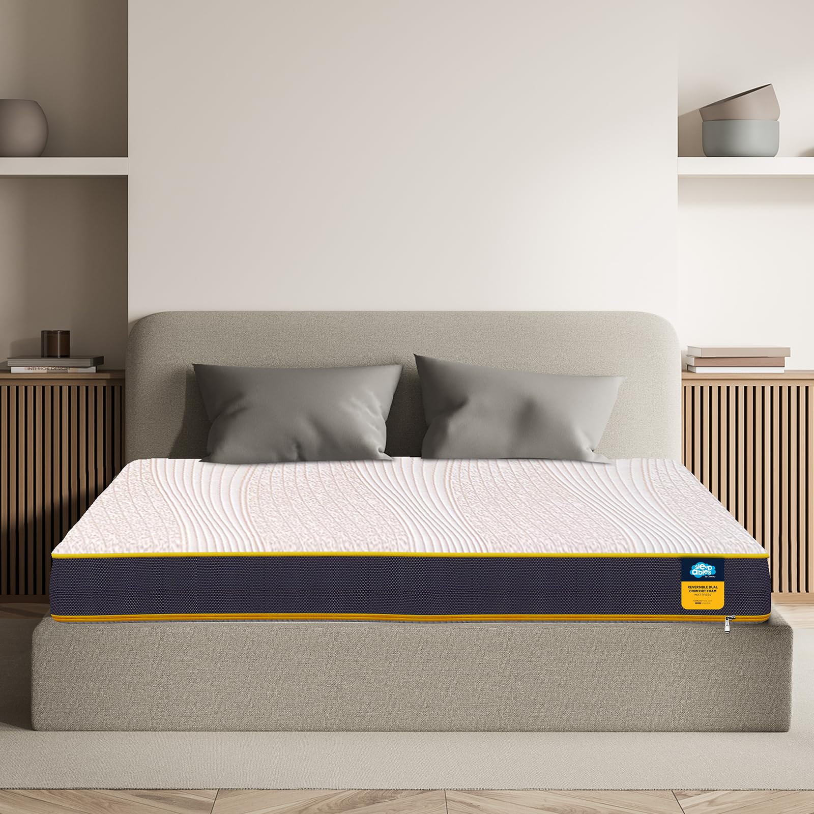 Centuary Mattresses Sleepables | 7 Years Warranty | 5-Inch Double Size Dual Comfort Hard and Soft Reversible Roll Pack High Resilience (HR) Foam Mattress (72x48x5)