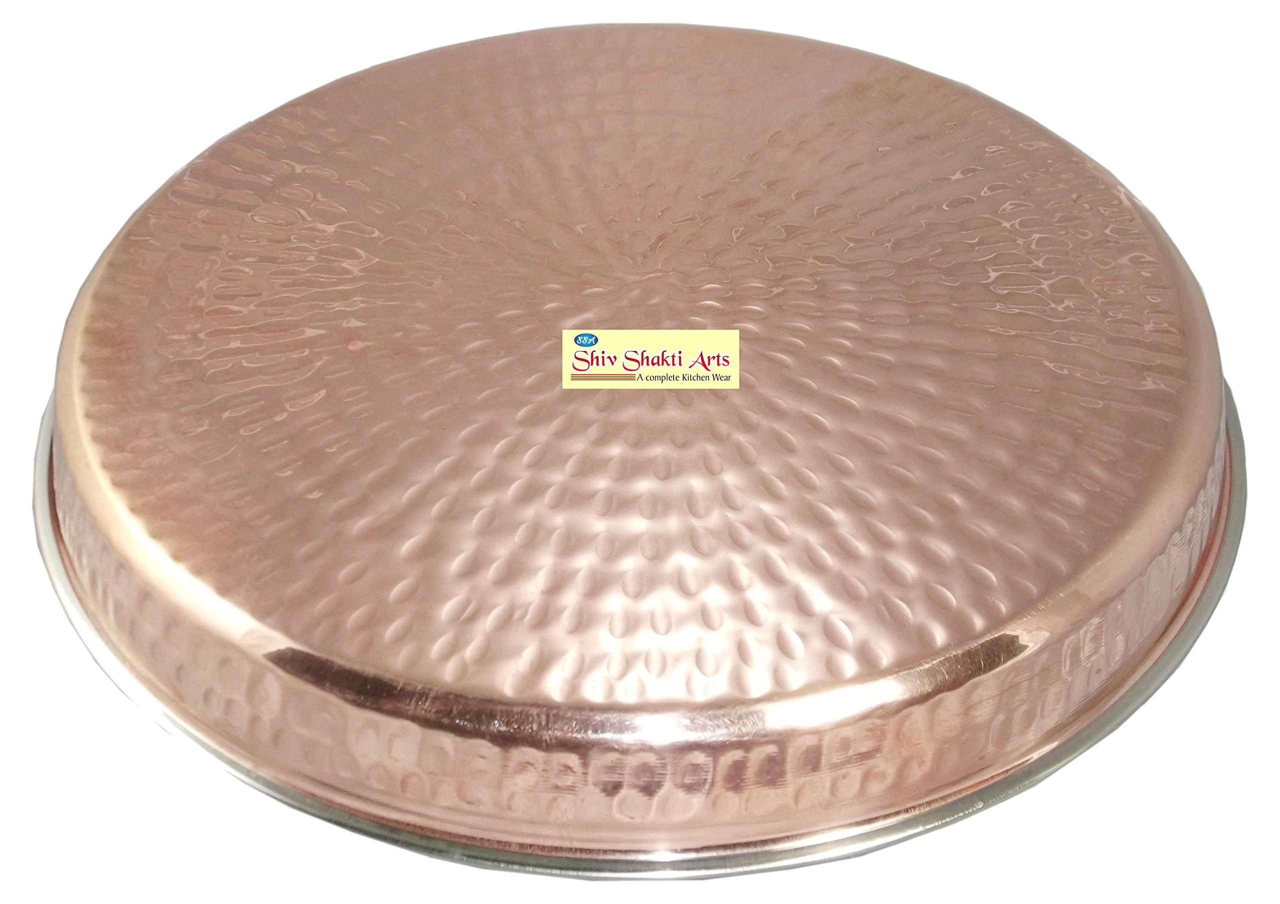 SHIV SHAKTI ARTS Handmade Set of 6 Steel Copper Thali Plate for Dinnerware Diameter=12"inch 4
