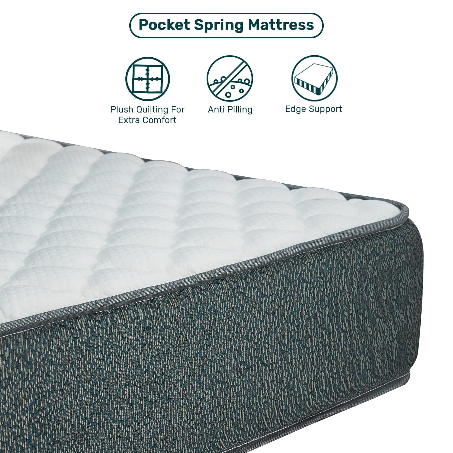 FRESH UP 6-inch Medium Firm Diwan Size 3-Zone Orthopedic Pocket Spring Mattress with Certified AntiViral Protection (White::Green, 72x47x6inch_Pocket Spring) 5