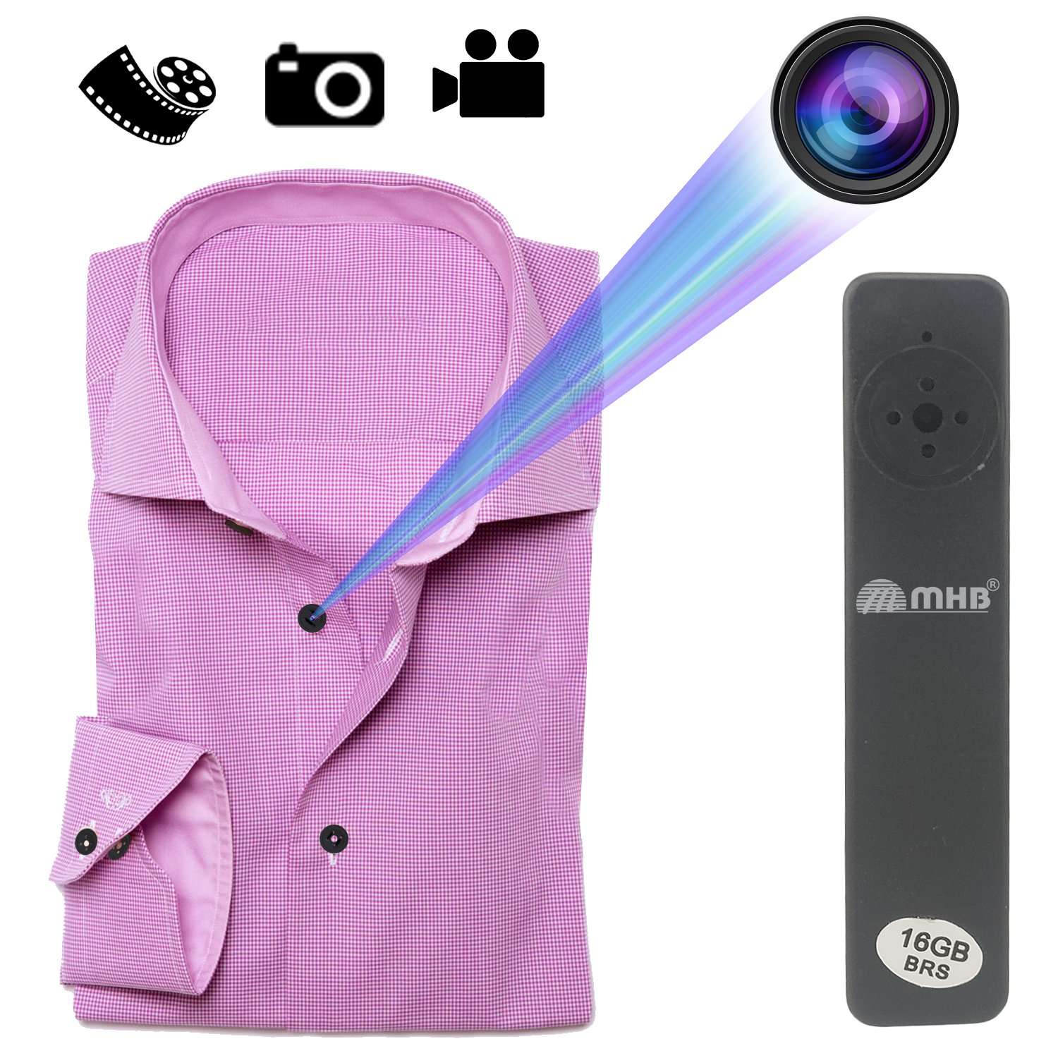 m mhb HD Spy Camera with Audio and Video Cam Covert Spy Camera Miniature Button Camera Series 9. Hidden Covert Body Cam with 16gb Internal Memory.HD Sound Clearity Button Spy Security Camera. 2