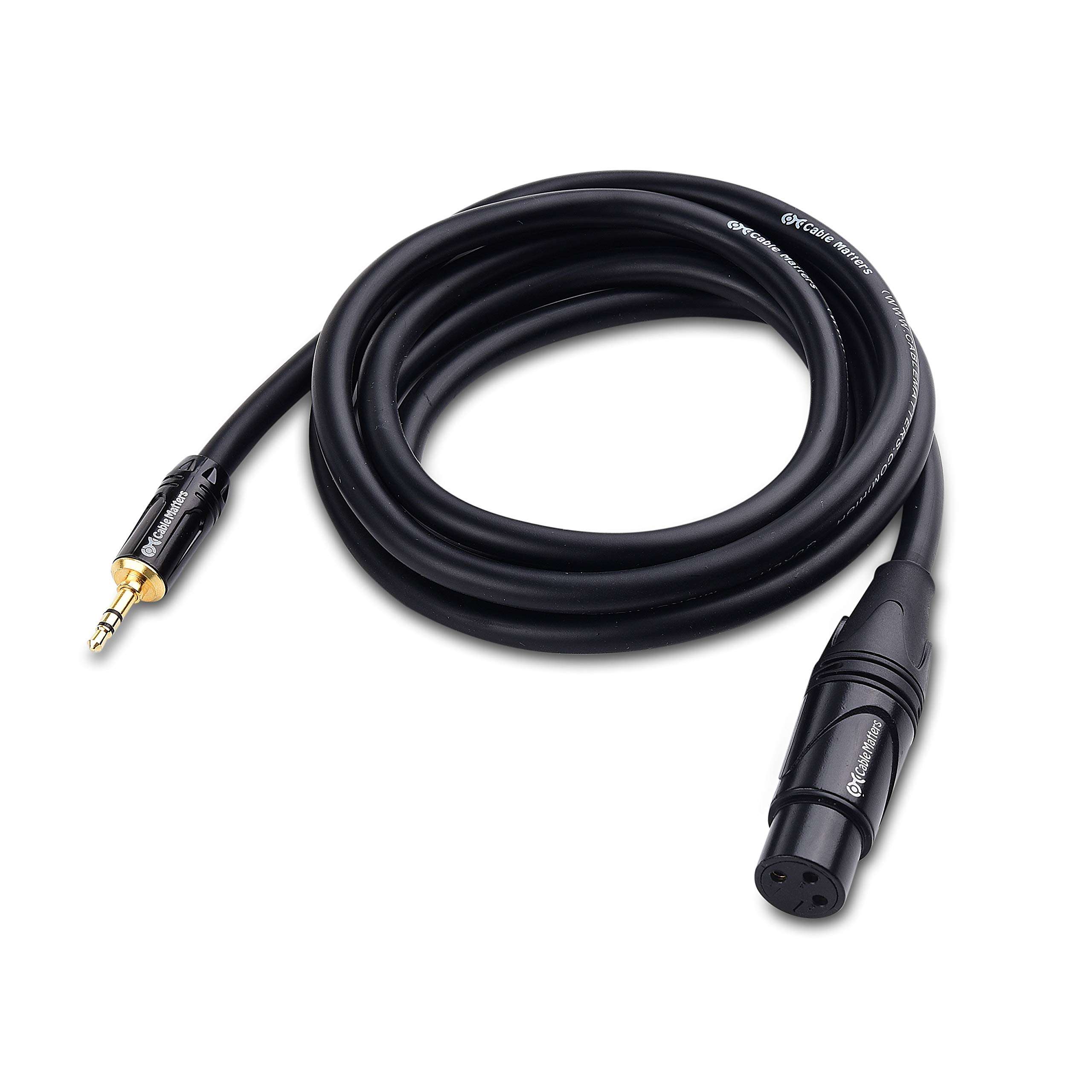 Cable Matters Short 3.5mm to XLR Cable - 3ft, Male to Female 1/8 to XLR Cable, XLRFemale to 3.5mm Cord for DSLR, DV Camcorder, Digital Voice Recorder or More, Black 6