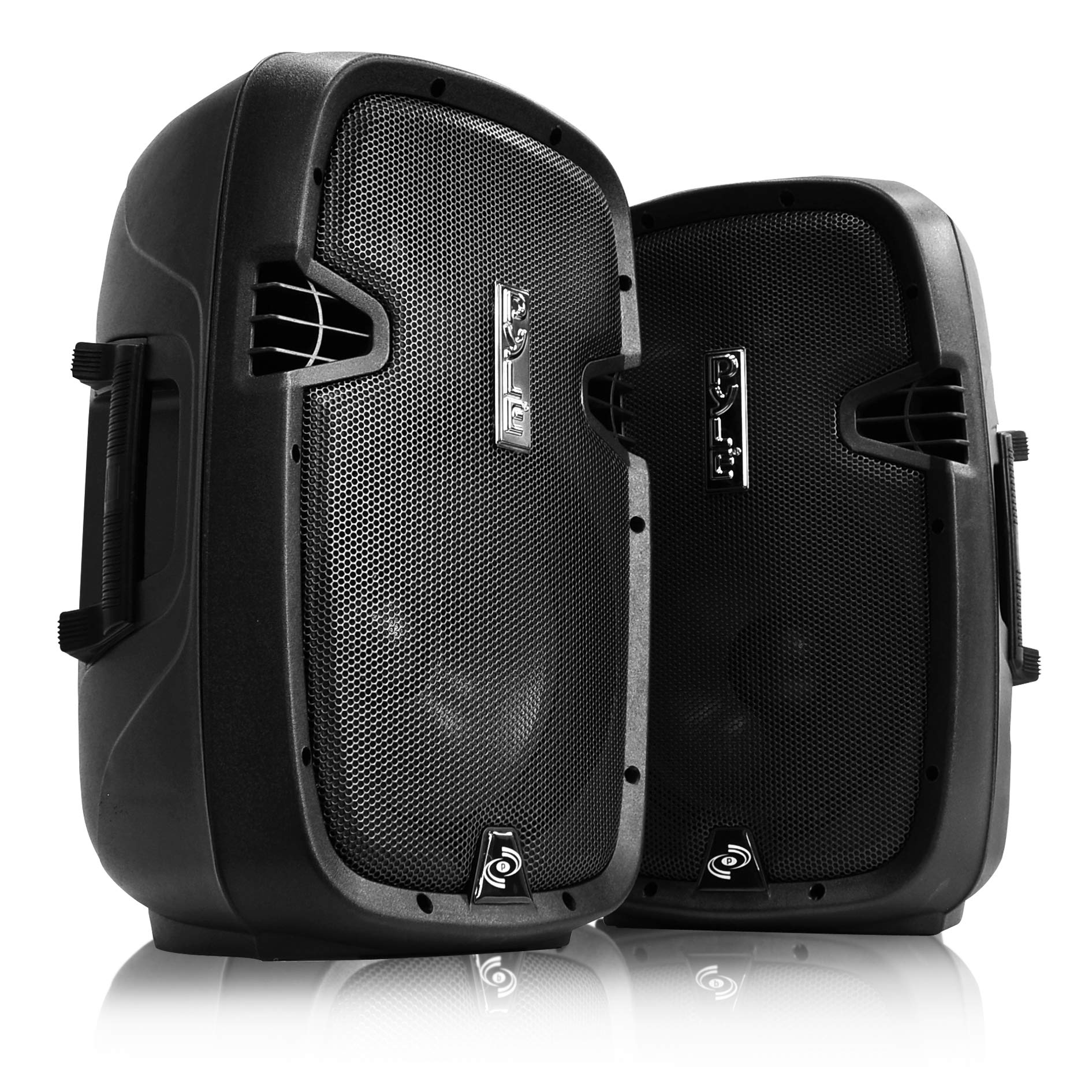 Pyle Wireless Portable PA System - Bluetooth Compatible Active + Passive Pair Outdoor Sound Speakers & Professional Audio Mixer Sound Board Console System Interfacen Streaming FX 16-Bit DSP Processor 3