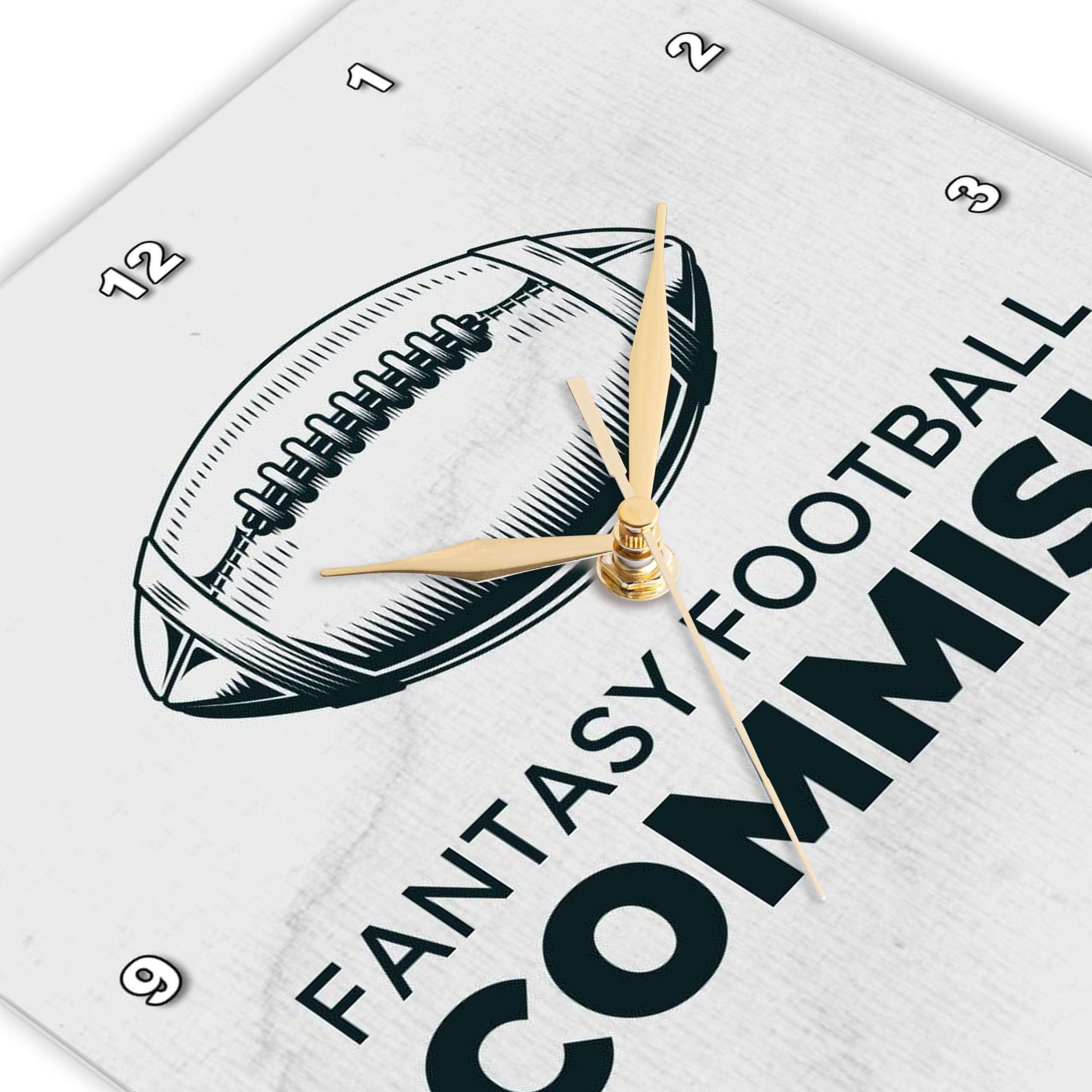 3dRose Wall Clock Silent - 15 inch - Minimalist Fantasy Football Commish Merch Rosette - American Football 4