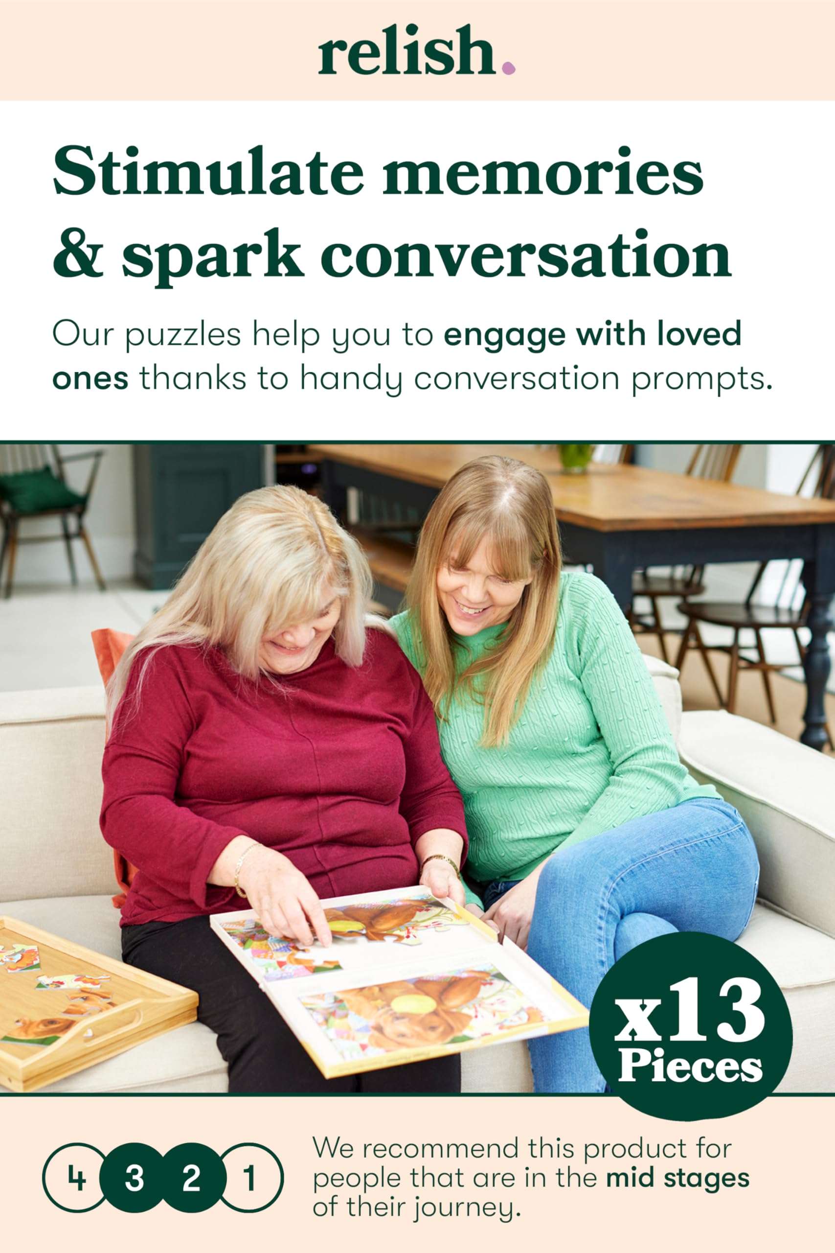 Relish Large Piece Puzzles for Seniors, 13 Piece Summer Birds Jigsaw Puzzle, Dementia Products for Elderly 2