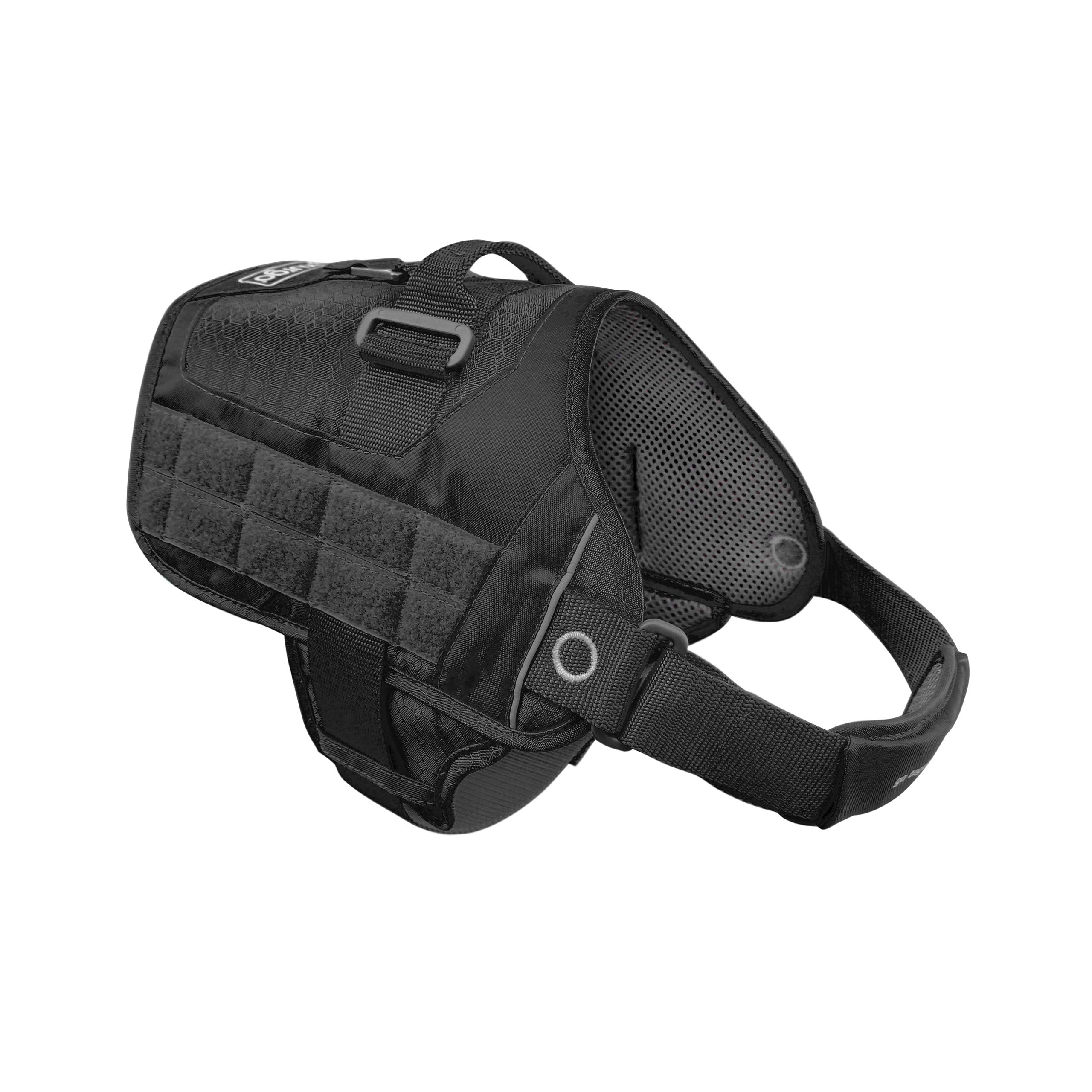 Kurgo MOLLE Clip Compatible Tactical Dog Harness, MOLLE Vest for Dogs, Service Dog Training Vest, RSG Townie Dog Harness for Small, Medium & Large Dogs (Large, Black)