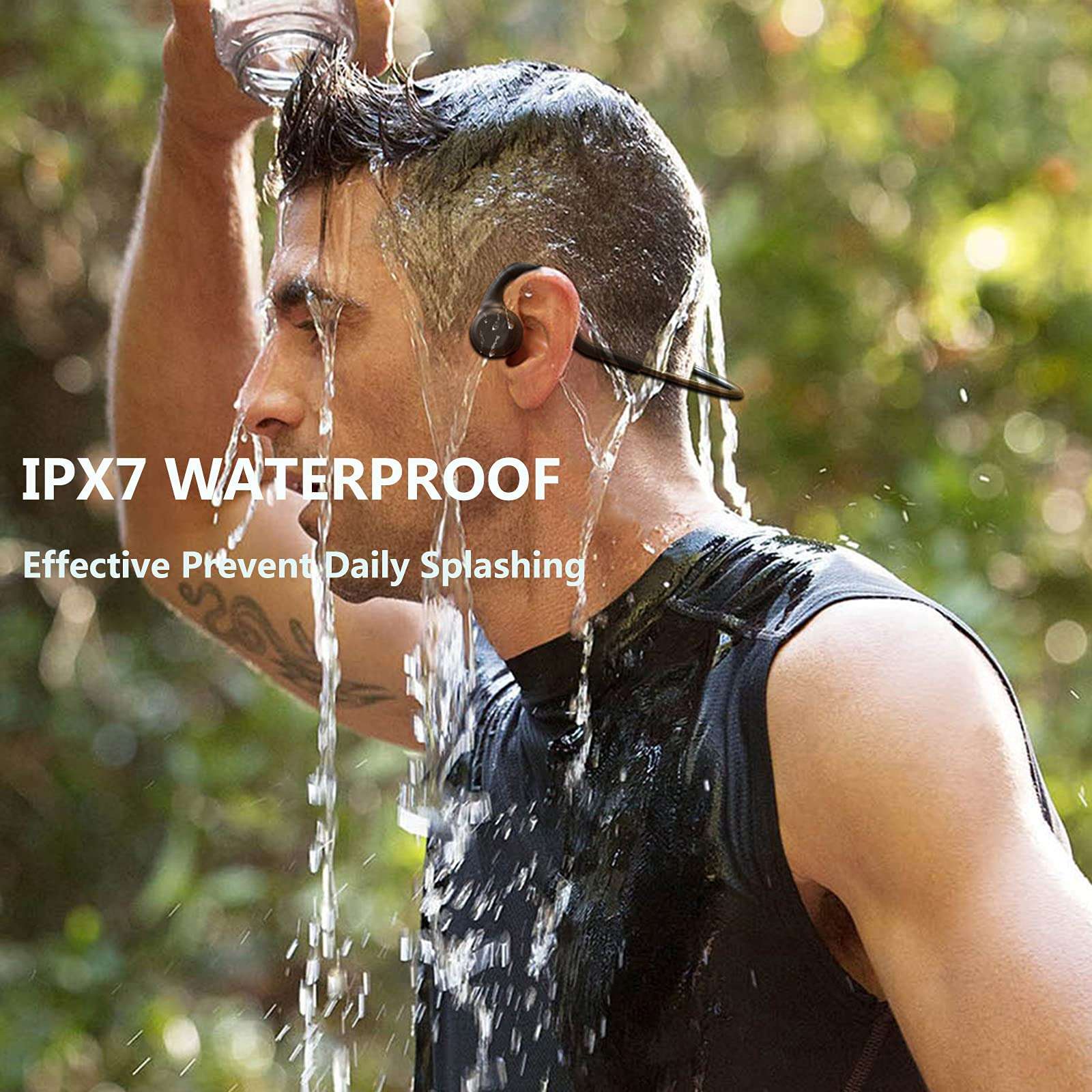 Mp3 Player Bone Conduction Headphones Waterproof for Swimming Open Ear Wireless Sport Earphones IPX8 Built-in 8GB Memory for Running Diving Water Gym Spa (Black-Touch Control) 2