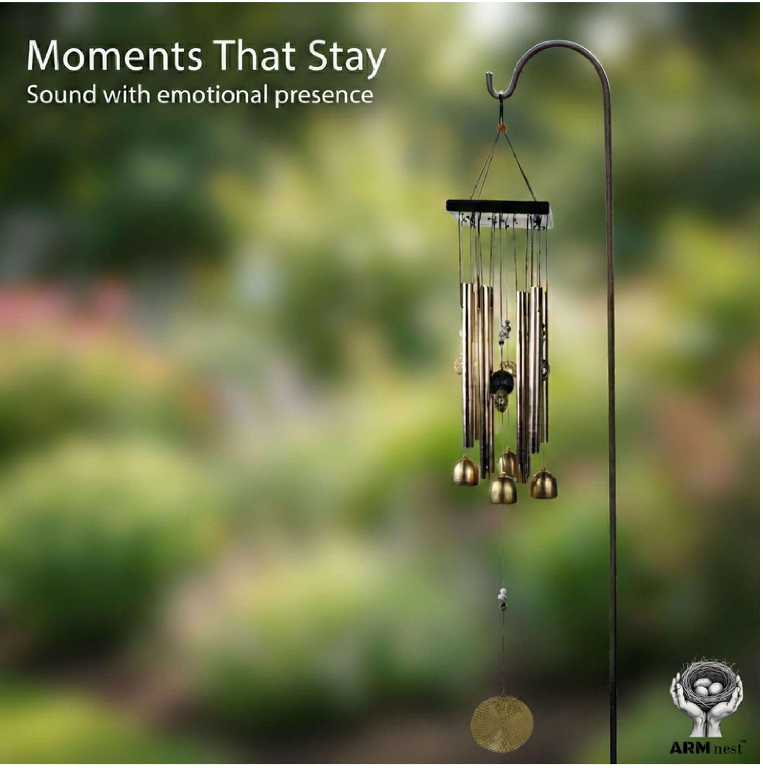 ARM nest Wind Chime | Wind Chimes for Balcony | Wind Chimes for Home Positive Energy | Home Decoration(Golden,Pipe & Hanging Bells) 3