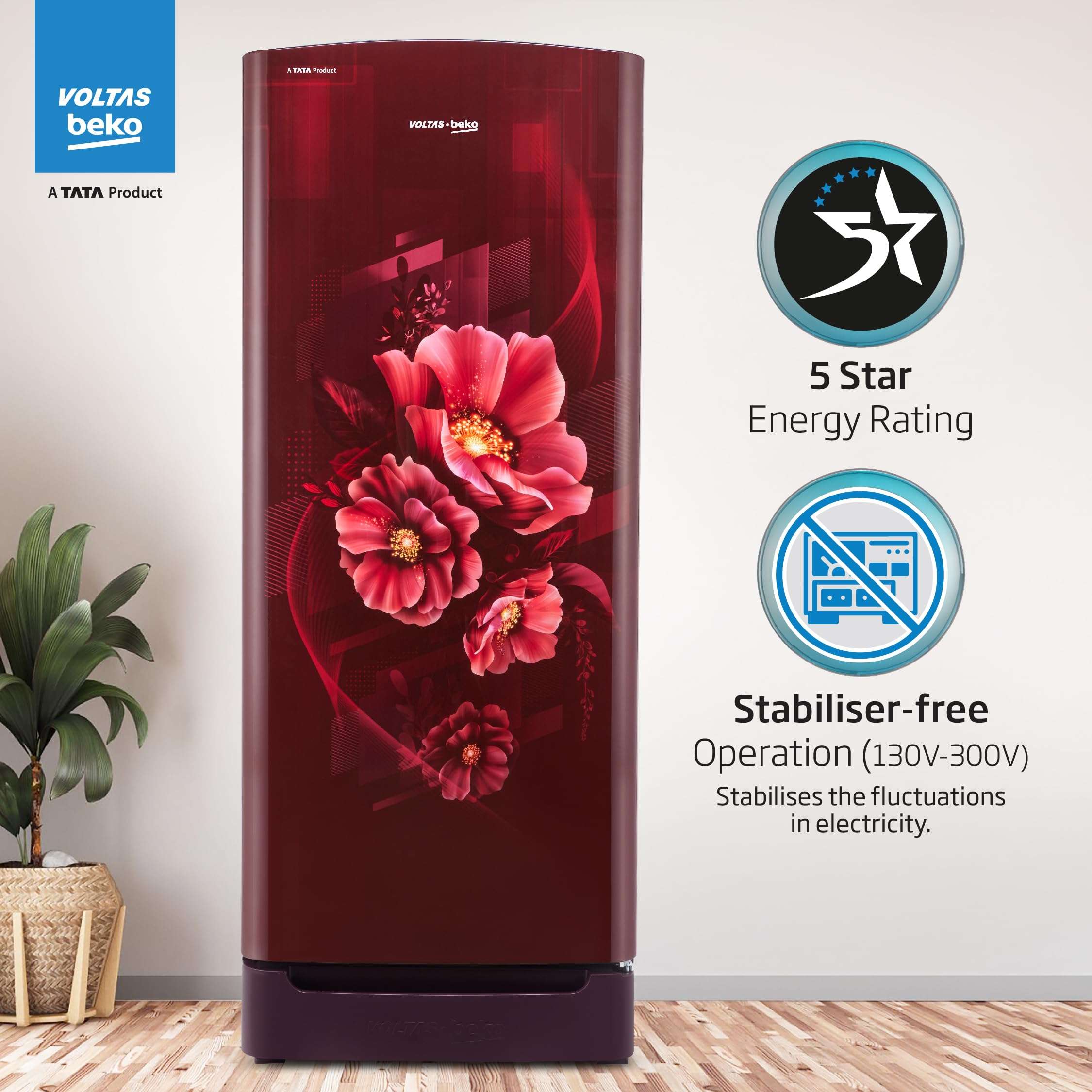 Voltas Beko, A TATA Product 183 L 5 Star Direct Cool Single Door Refrigerator (2024 Model, RDC215A/W0BWRTM0B00GO, Bonita Wine, Fresh Box and Quick Freeze Technology, with Base Drawer) 6