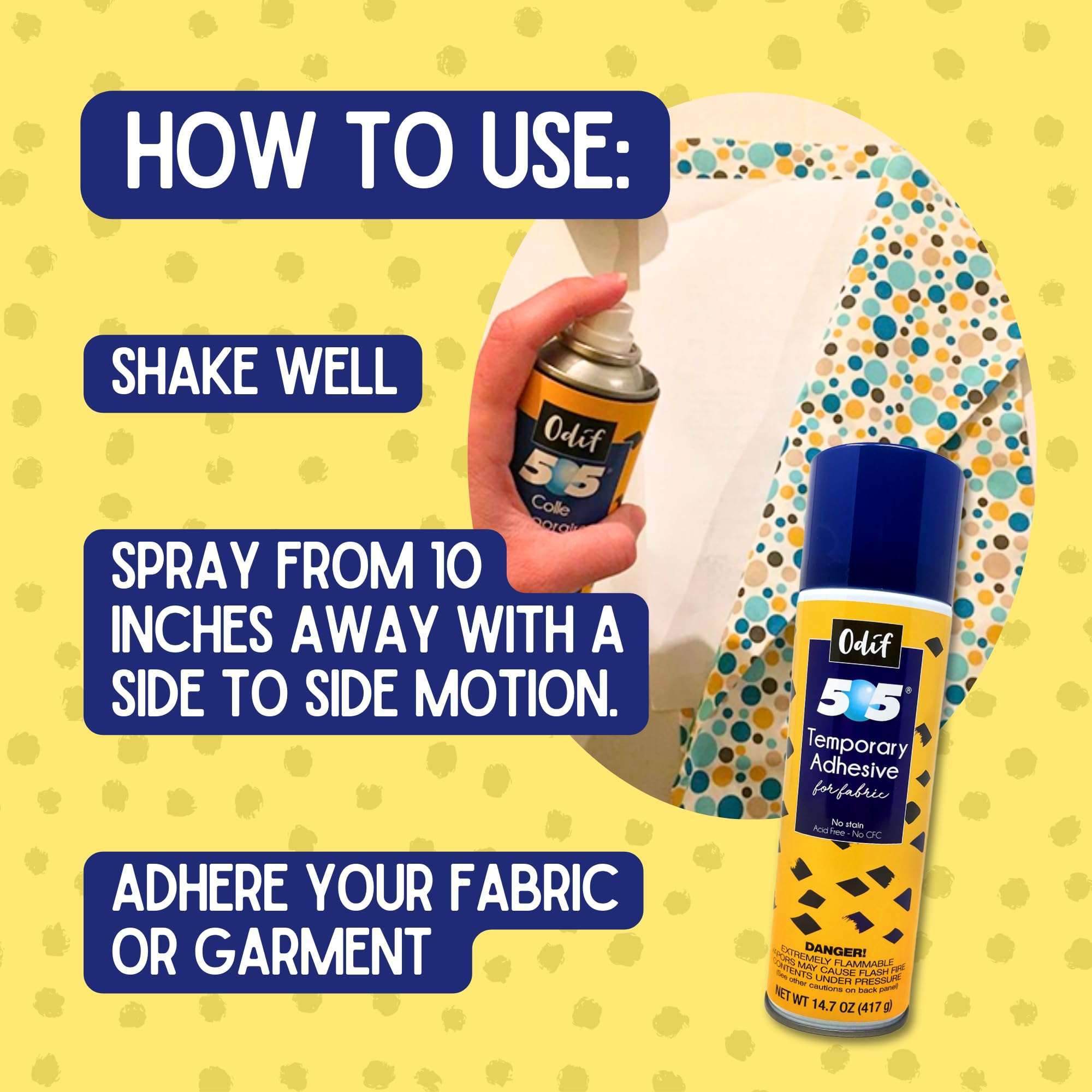 Odif 505 and Grippy - Temporary Fabric Adhesive Spray and Non Slip Coating Set - for Quilting and Crafting - Basting Spray for Quilting, Sewing, and Embroidery 6