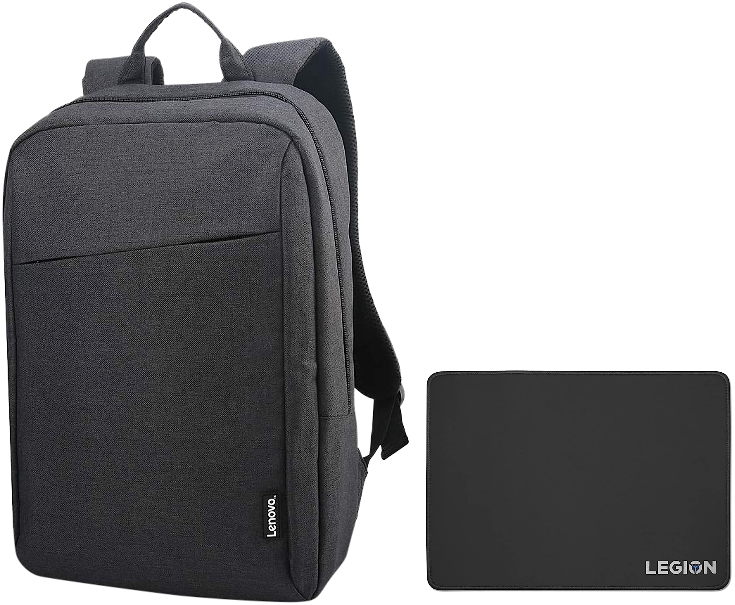 Lenovo Casual Laptop Backpack B210 15.6-inch(39.6cm) Water Repellent Black && Legion Gaming Cloth Mouse Pad | Skid-Proof Rubber Base | Durable Braided Locked Edge