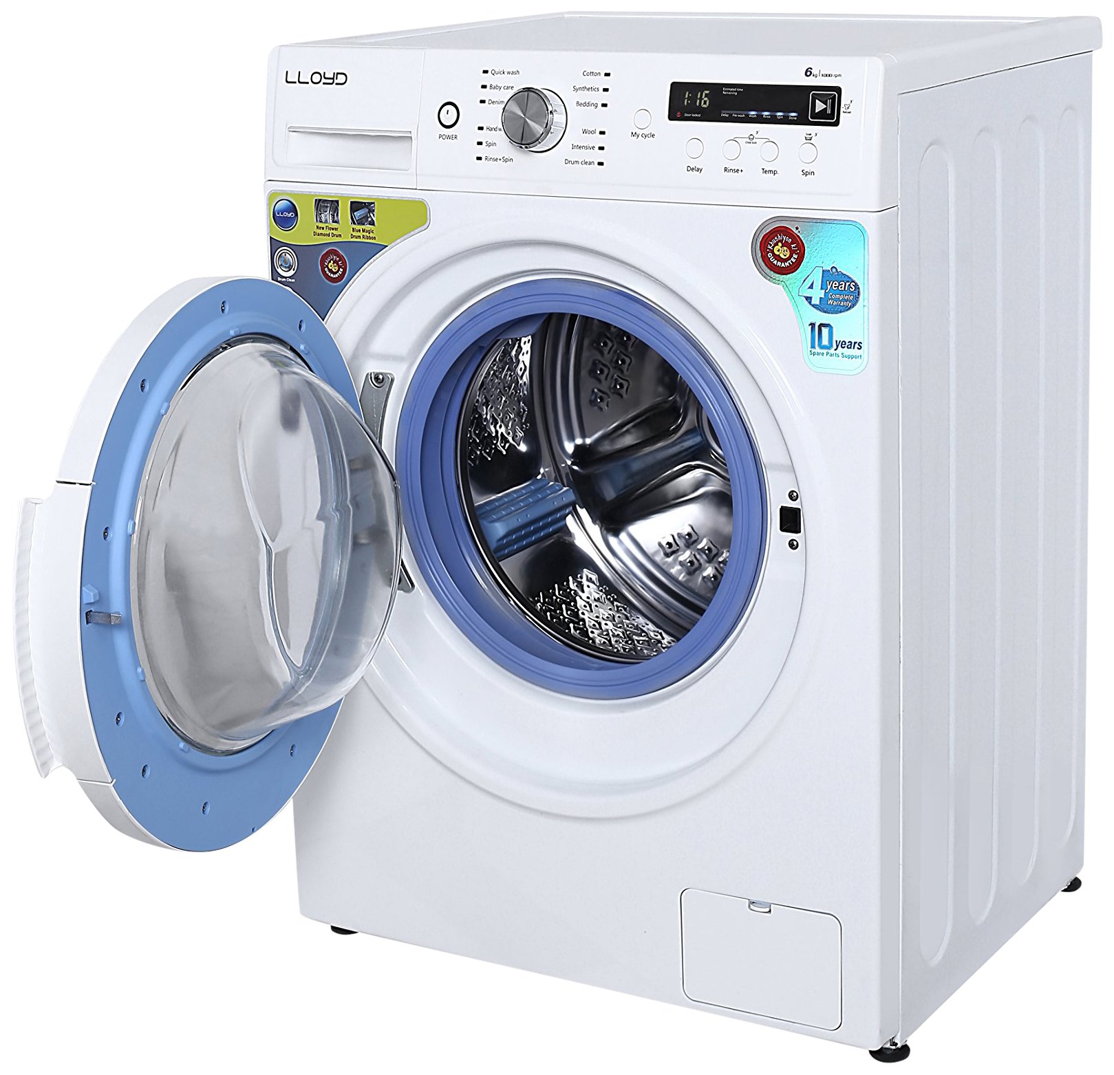Lloyd 6 kg Fully-Automatic Front Loading Washing Machine (LWMF60, White and Blue) 4