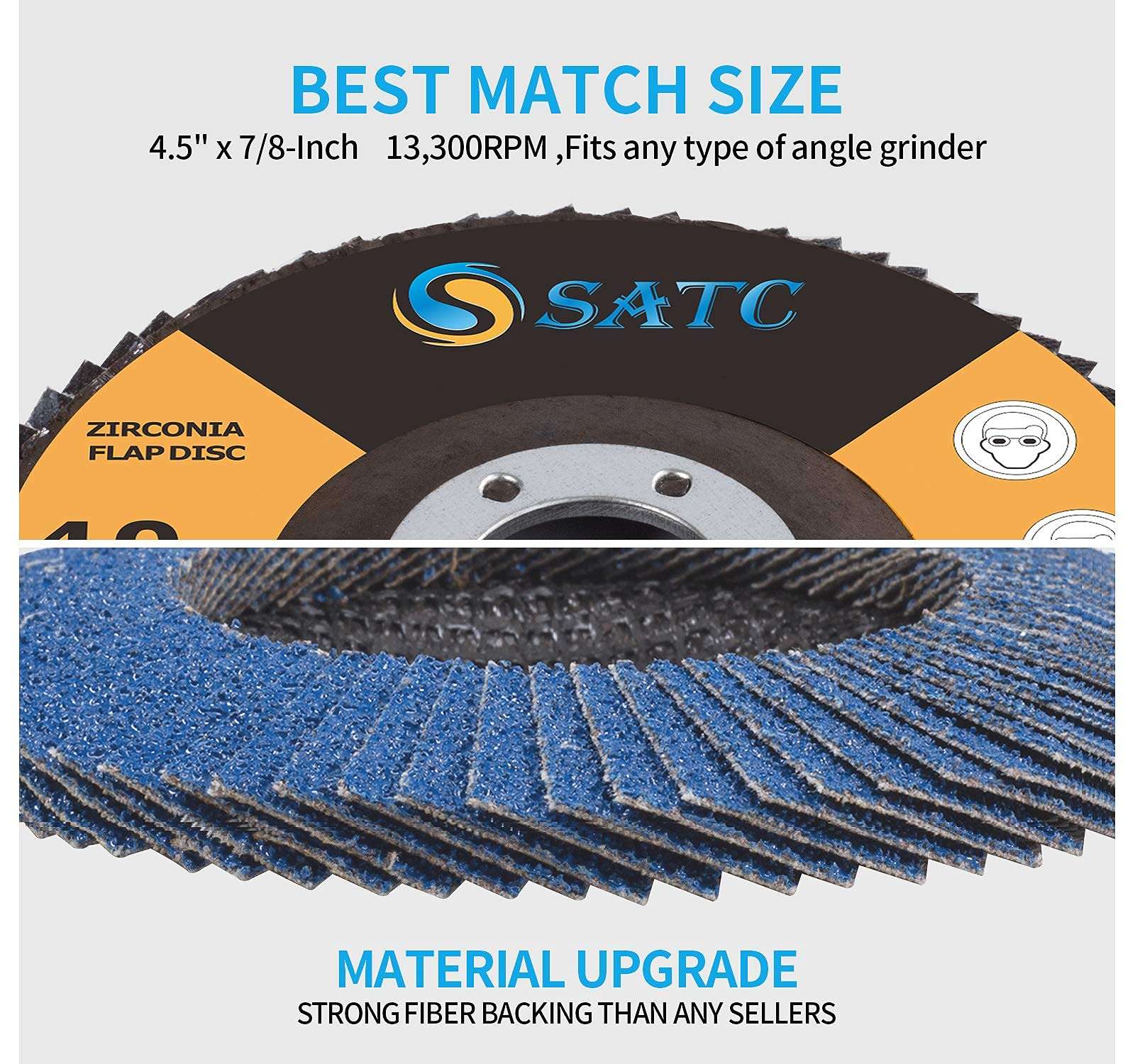 S SATC Blue Strip Discs 5PCS 4-1/2" x 7/8" and 20 Pack Flap Discs 40/60/80/120 Grit Grinding Wheel 4.5" x 7/8" Abrasive Grinding Disc #29 5