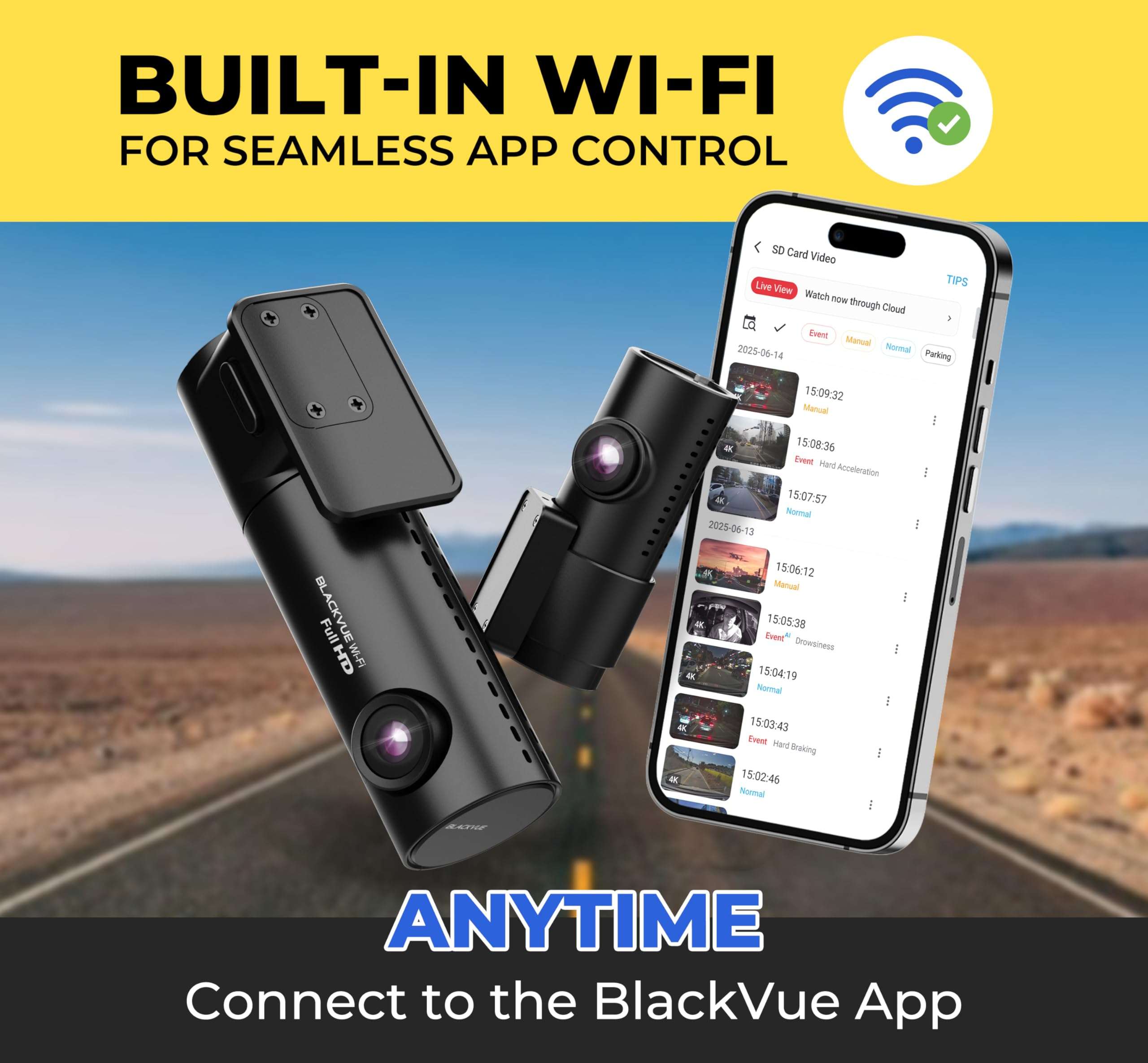 BlackVue DR590X-2CH Plus with 32GB microSD Card | Simple Full HD Wi-Fi Dashcam, Parking Mode Support (Kit Included), Front and Rear Camera, BlackVue App Support for Video Transfer | Made in Korea 5