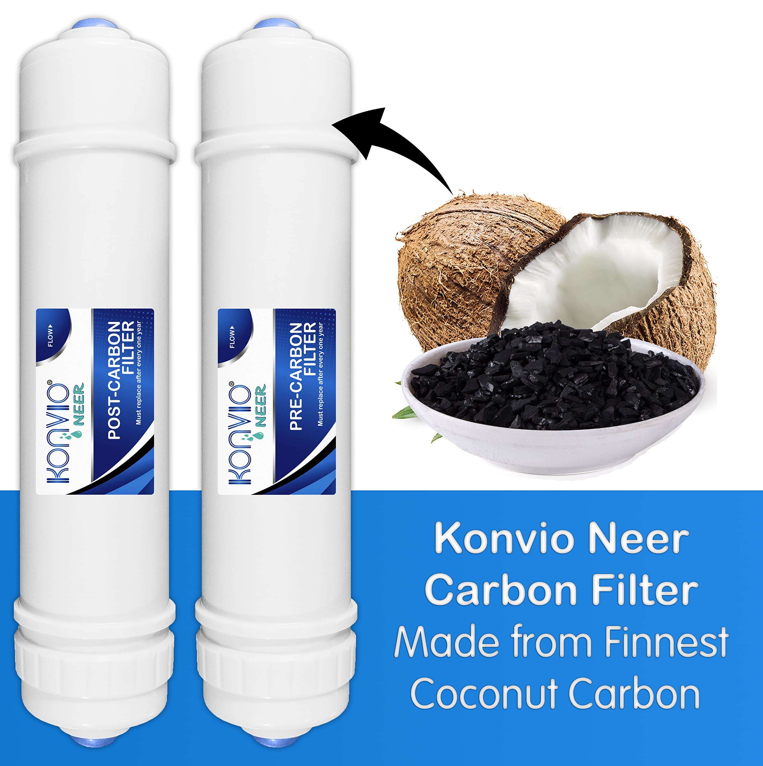 Konvio Neer Pre Post Carbon Sediment Filter and 80 GPD RO Membrane, Inline Replacement Cartridge for Domestic Water Purifier 2