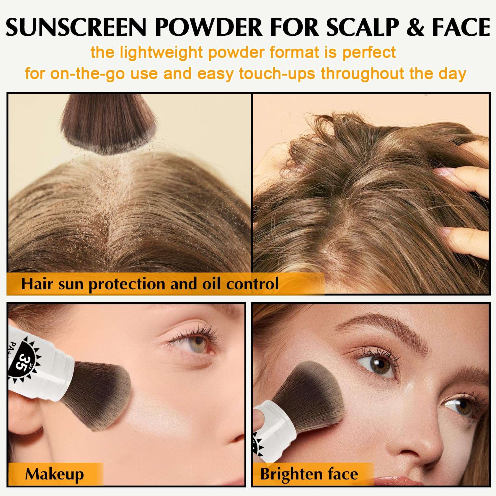 IONSGAKO Mineral Powder Sunscreen SPF 35 Setting Powder for Face Broad Spectrum Mineral Brush Powder Lightweight Breathable Oil Control Matte Finish for All Skin Tones(Medium) 5