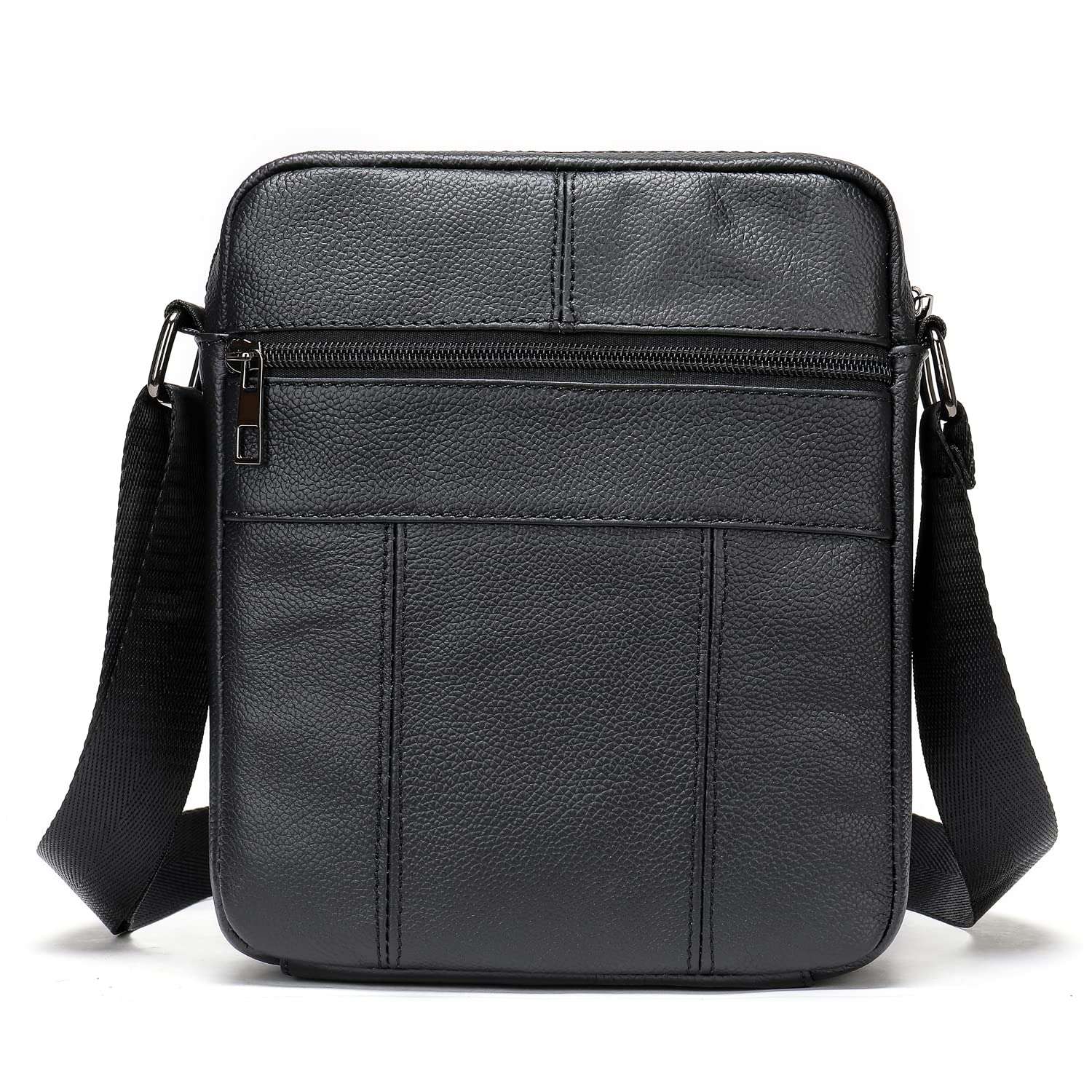 SHLKNKLE Leather Shoulder Messenger Bag for Men Travel Business Crossbody Pack Wallet Phone Pouch Purse Pocket Daypack (Black) (Color : #01black) 4
