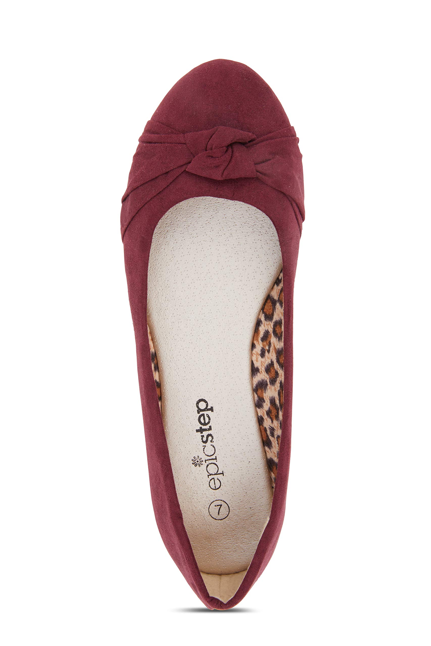 Women's Knotted Front Canvas Round Toe Ballet Flats-Comfortable Cute Dress Flats Maroon 4