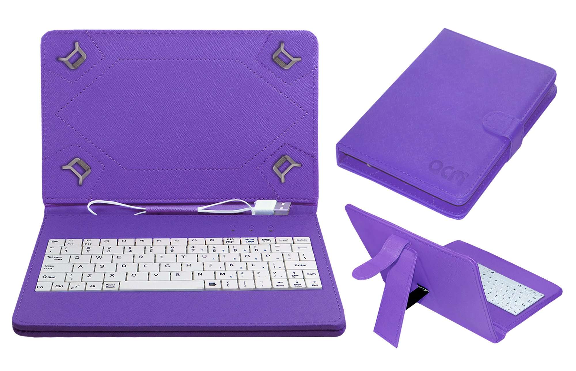 ACM USB Keyboard Case Compatible with Micromax Canvas Tab P290 Tablet Cover Stand Study Gaming Direct Plug & Play - Purple 2