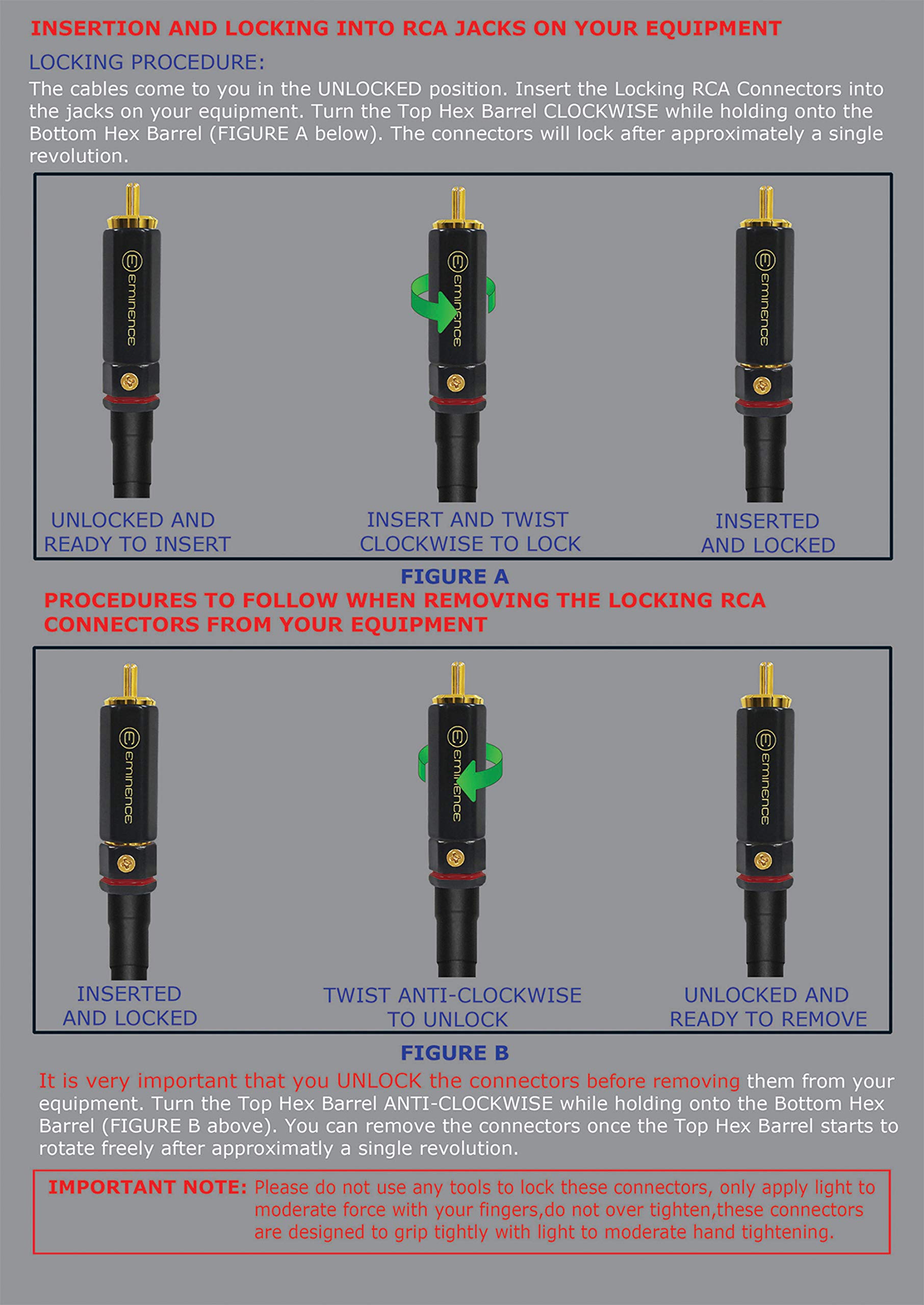 WORLDS BEST CABLES 3 Foot RCA Cable Pair - Canare L-4E6S, Star Quad, Audio Interconnect Cable with Premium Gold Plated Locking RCA Connectors - Directional - Custom Made 6