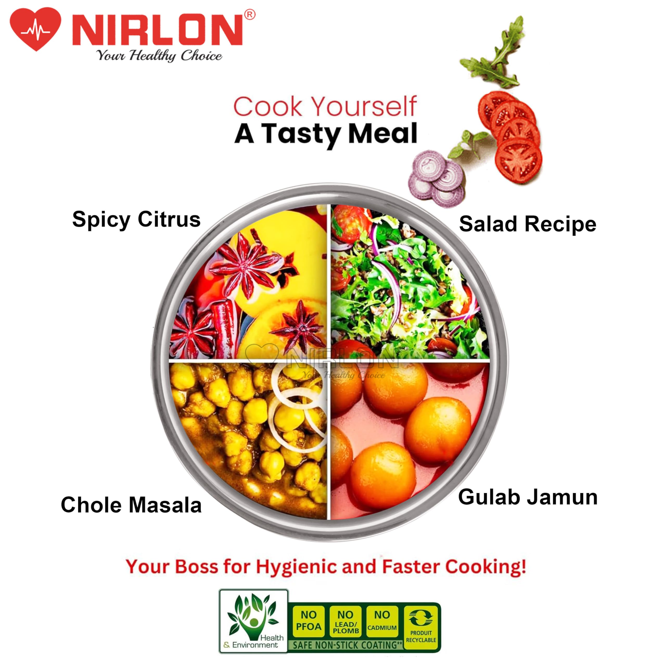NIRLON Plus Triply Stainless Steel Cookware Combo Set|Kadhai 20cm-1.6Ltr|Kadhai 22cm-2Ltr|Sauce Pan 18cm-2.1Ltr|Safe to Use|Metal Spatula Friendly(Induction and Gas Stove Friendly) 6