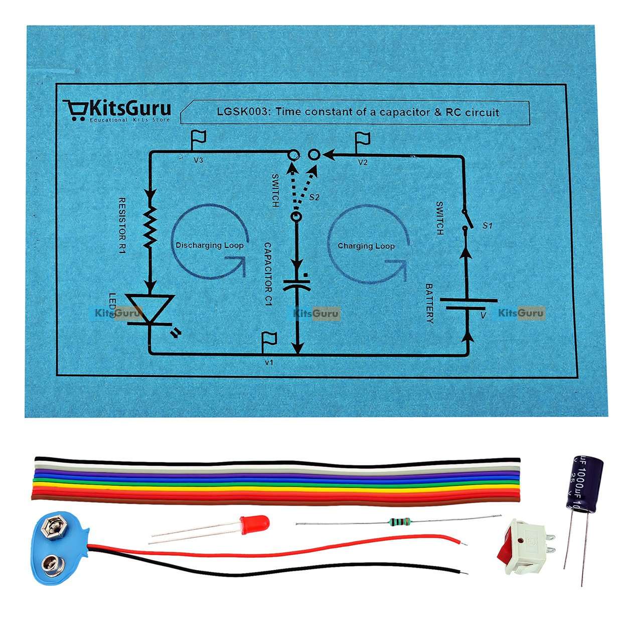 DIY Kit - Time Constant of a Capacitor & RC Circuit : LGSK003 Science Working Model 1