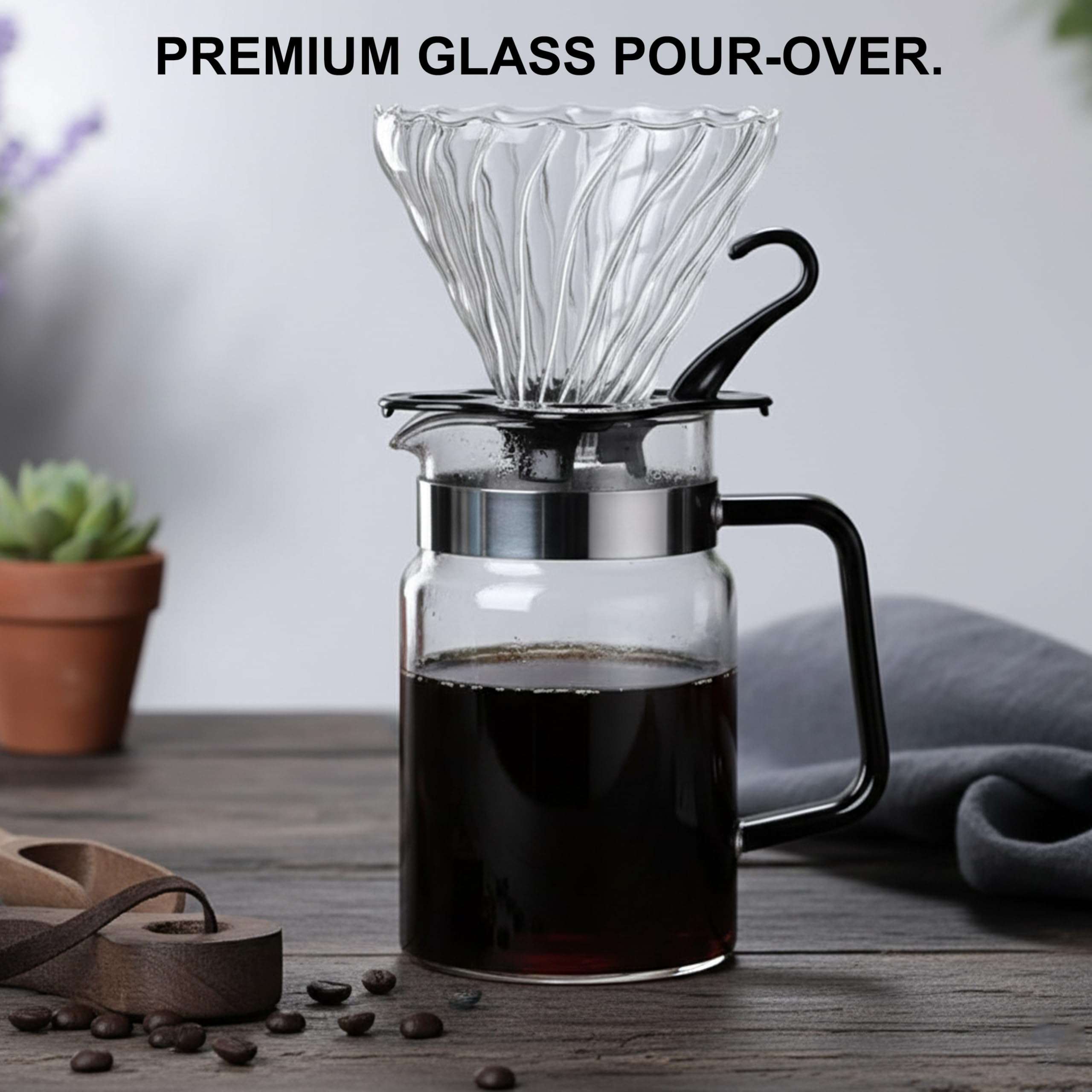 blukup Glass Pour Over Coffee Maker – Heat-Resistant Coffee Dripper with Reusable Filter for Home, Office & Café Brewing 3