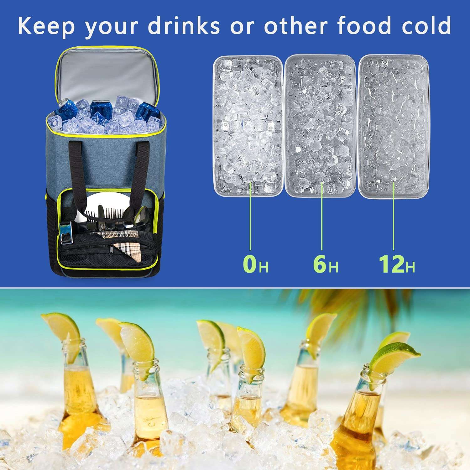 Hap Tim Backpack Cooler Insulated Leak-Proof Cooler Backpack Large Capacity 30 Cans Soft Cooler Bag for Men Women to Picnics, Hiking, Camping, Beach, Lunch, Park or Day Trips(13760BK-G) 5