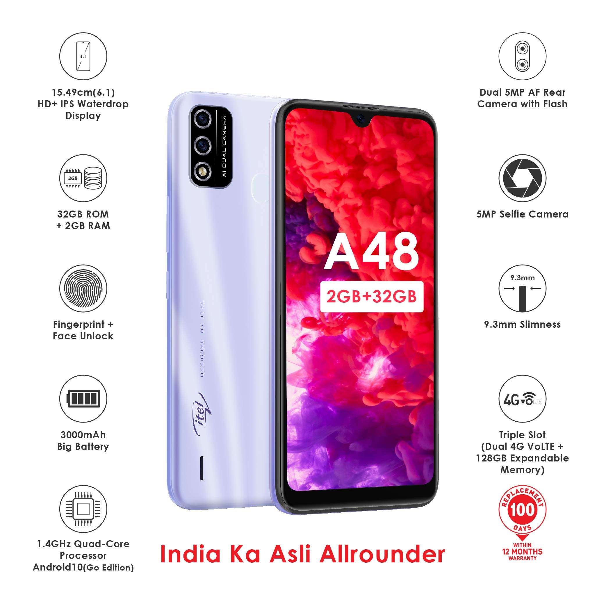 itel A48 (Gradation Purple, 2GB RAM, 32GB Storage) 2