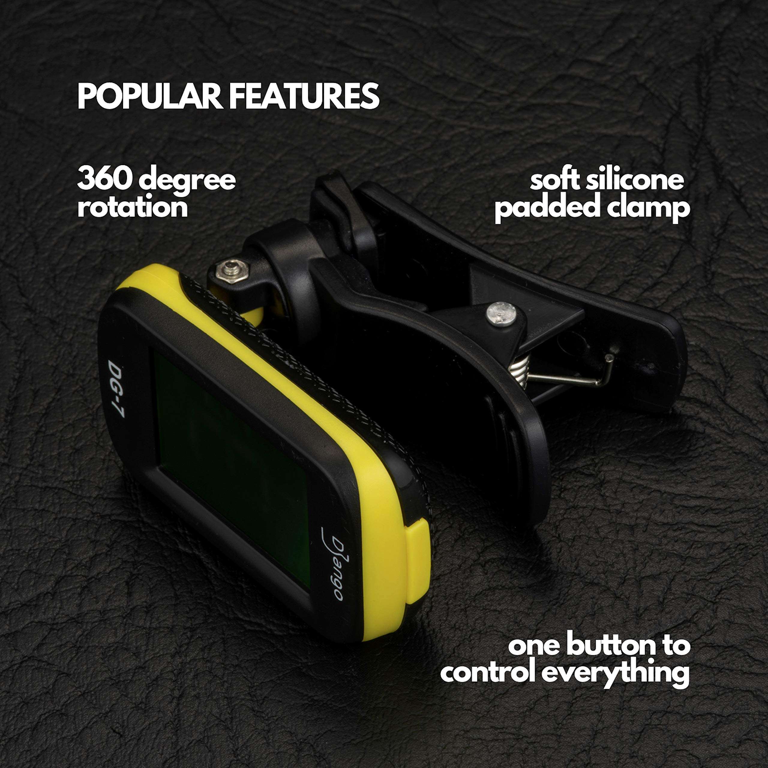 Django Guitar Tuner by Pick Geek | for Acoustic, Bass, Electric, Ukulele, Violin, & Classical Guitars | Fast and Accurate | Includes Chromatic Tuning | Clip-on and Easy To Use | Battery Included 4