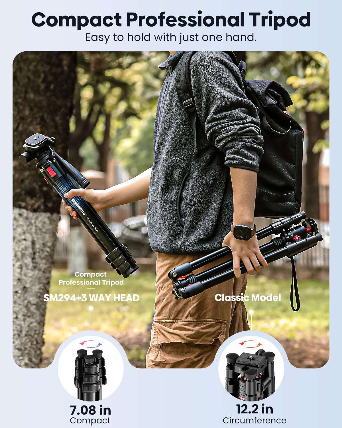 CAMBOFOTO 68" Lightweight Travel Camera Tripod Stand, Portable Aluminum DSLR/SLR Tripod and Carry Bag, for Photo, Video & Vlogging, Compatible with Canon/Nikon Camera 3