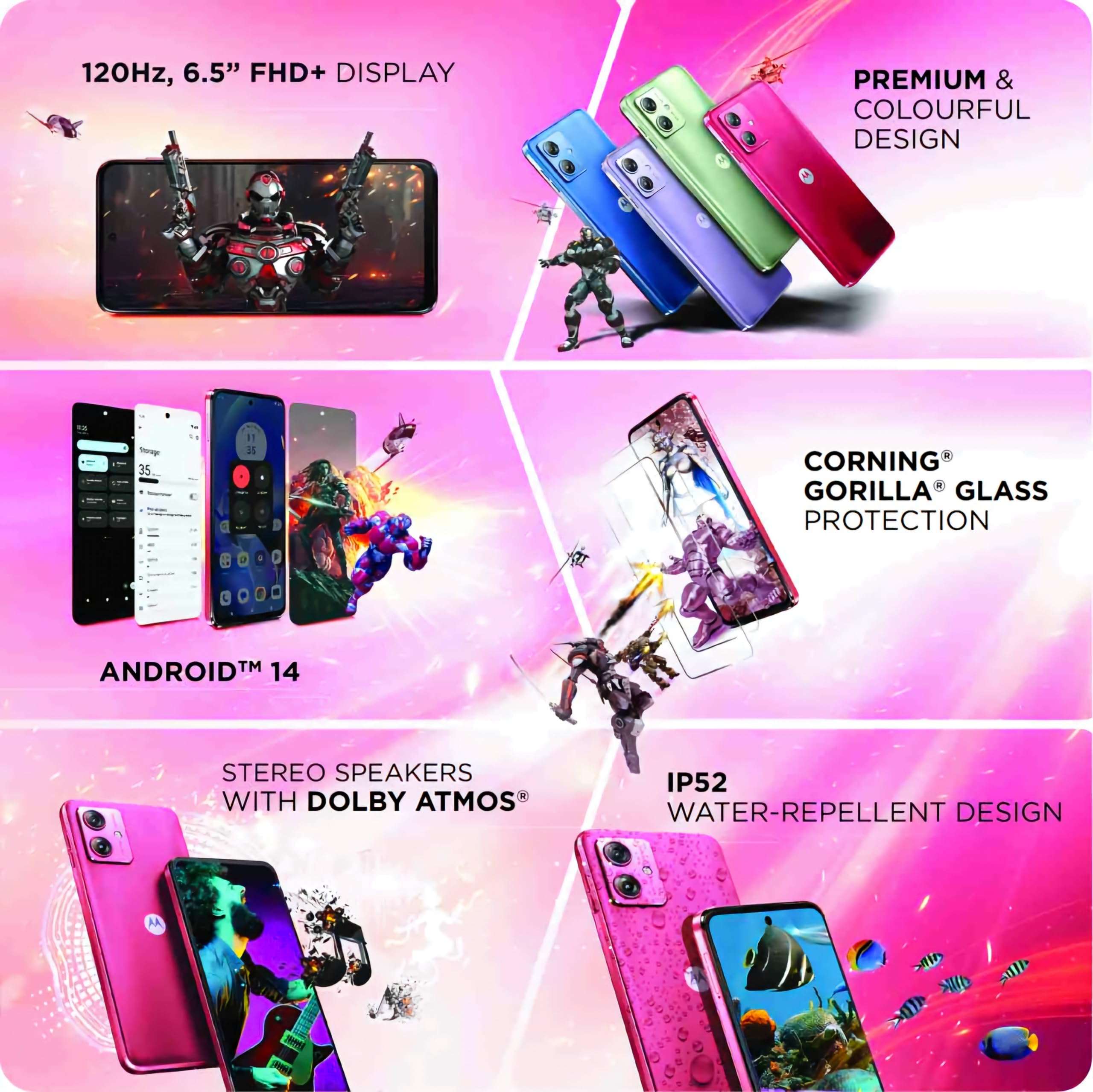 Motorola G64 5G (Red Berry, 12GB RAM, 256GB Storage) | Expandable Upto 2TB | Upto 24GB RAM with RAM Boost | 50MP (OIS) + 8MP | 16MP Front Camera | MediaTek Dimensity 7025 Processor | 6000 mAh Battery 4