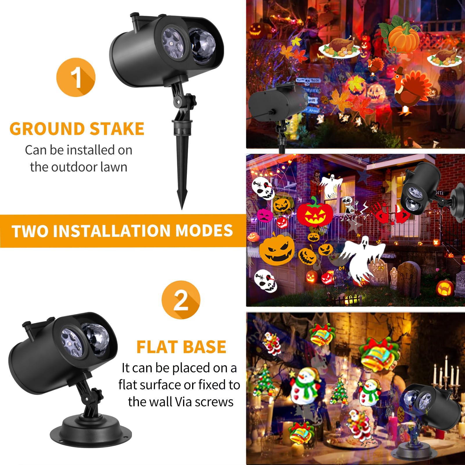 Halloween Christmas Projector Lights Outdoor, 15 Colors Ocean Wave and 12 Slides Patterns Halloween Christmas Decorations Holiday Projectors LED Waterproof Lights for Outside House Window Wall Decor 4